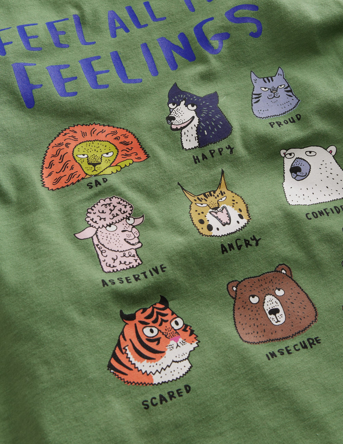 Feel The Feelings T-Shirt-Safarigrün Tiere - Image 3