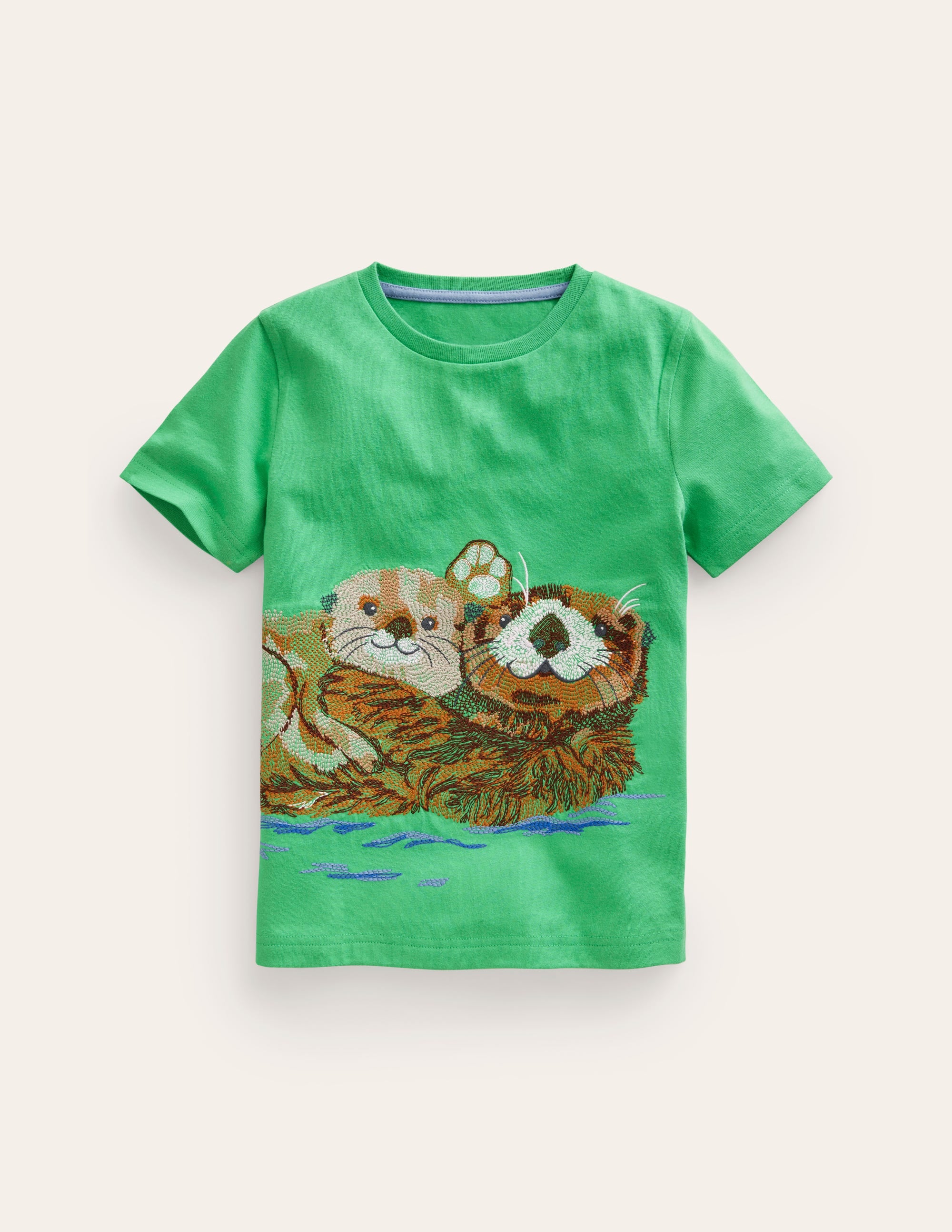 T-Shirt mit Tier-Superstitch-Erbsengrün Otter - Image 1