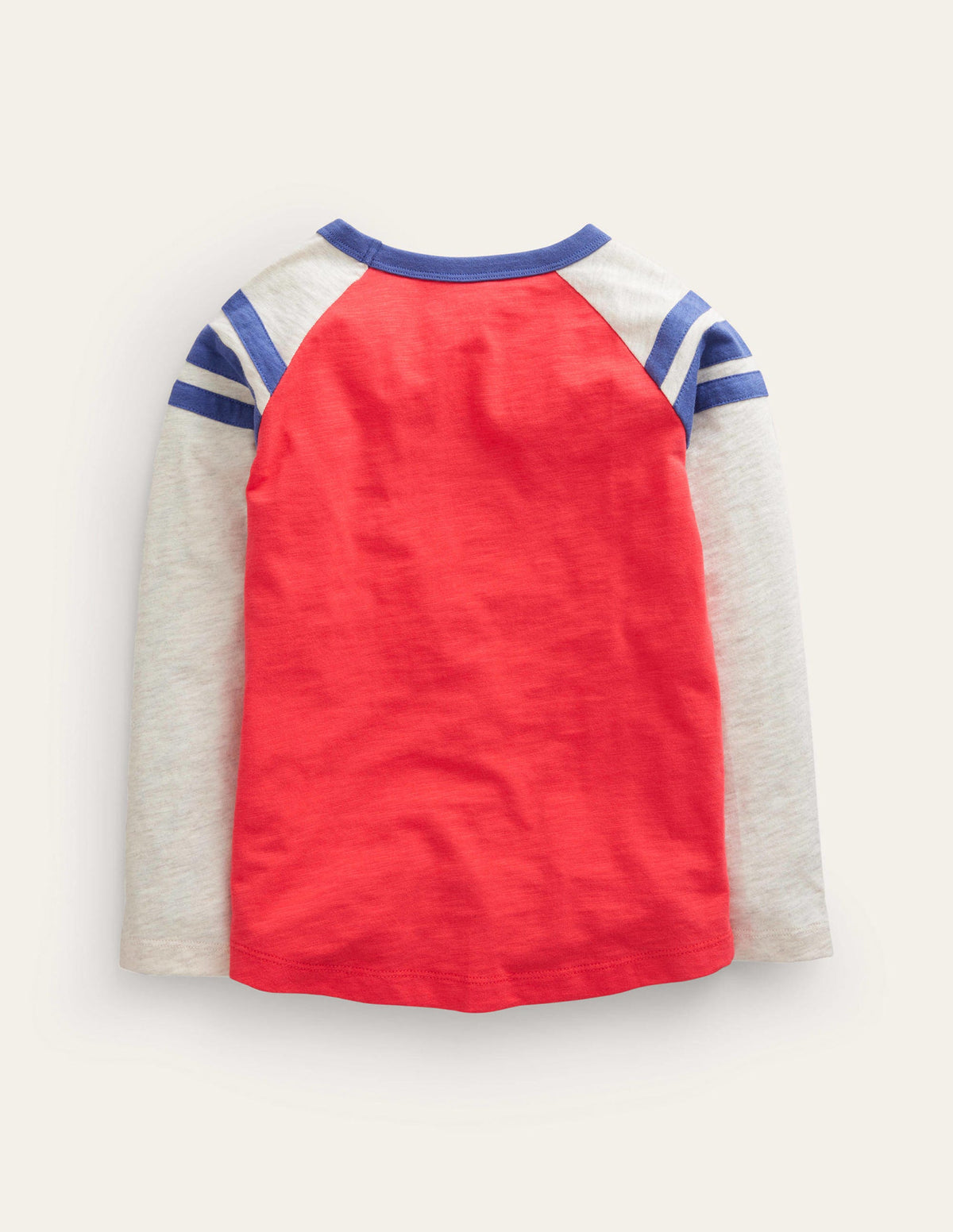 Langärmliges T-Shirt mit Raglanärmeln-Marmeladenrot/Haferbeige meliert Stern - Image 2