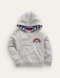 Regenbogen-Kapuzenpulli mit Applikation-Silber meliert Regenbogen