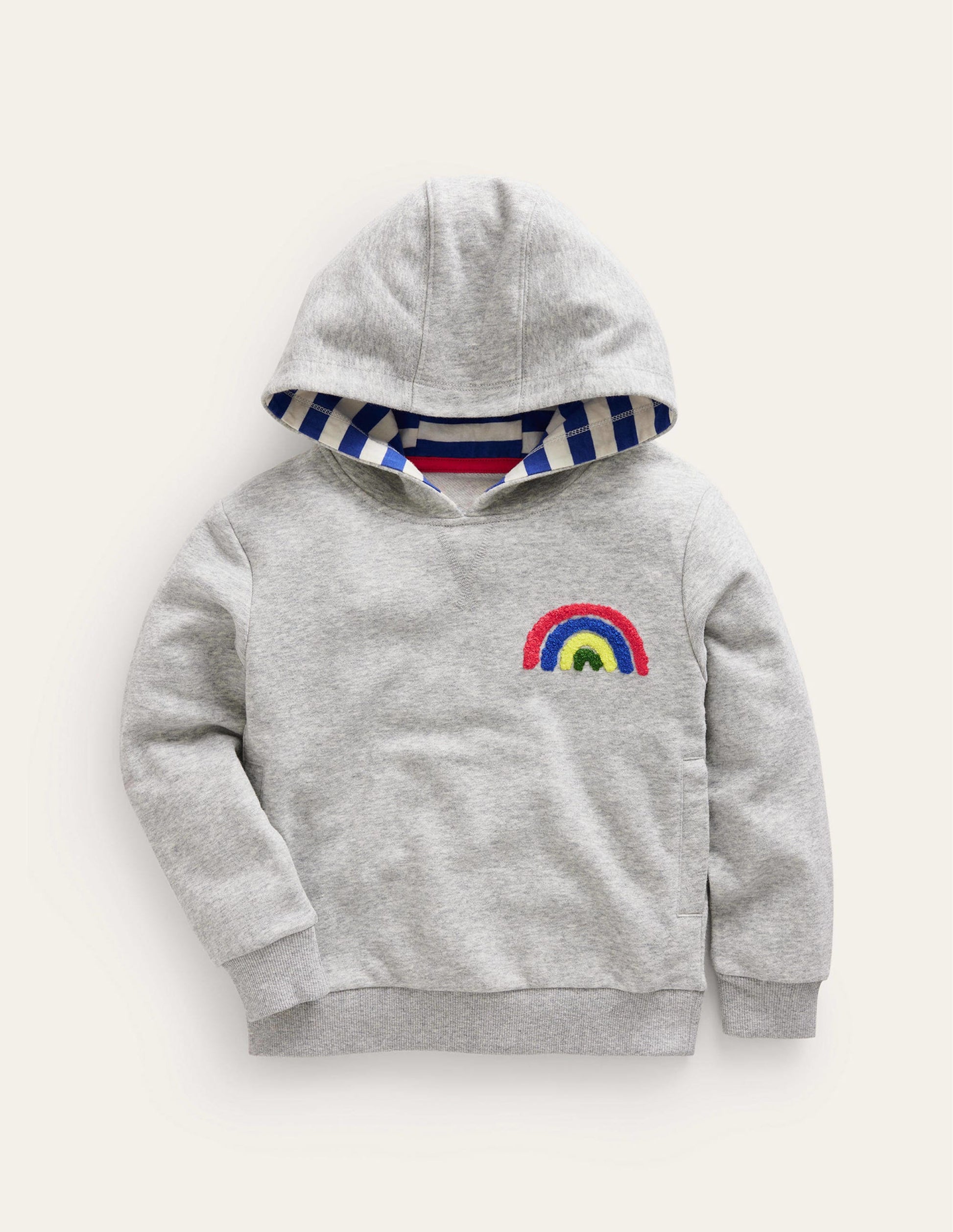 Regenbogen-Kapuzenpulli mit Applikation-Silber meliert Regenbogen-1