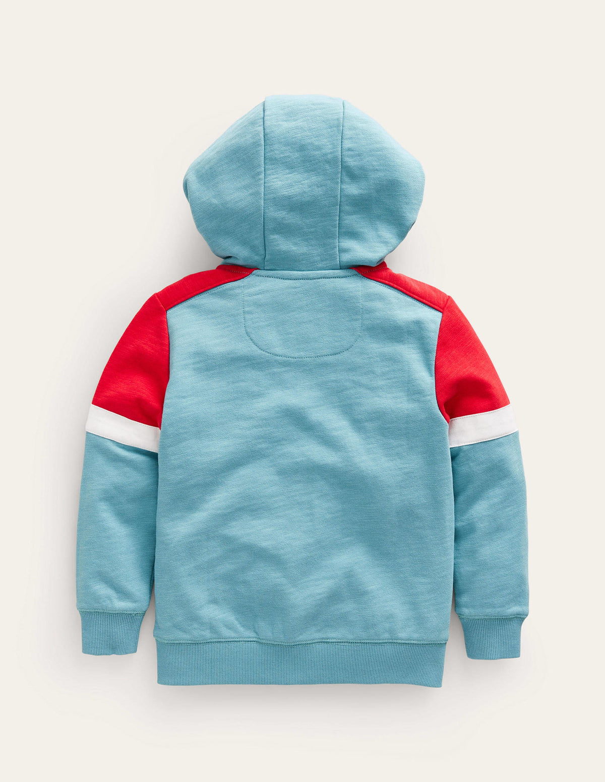 Sweat à capuche zippé colourblock-Bleu œuf de cane/rouge coquelicot-2