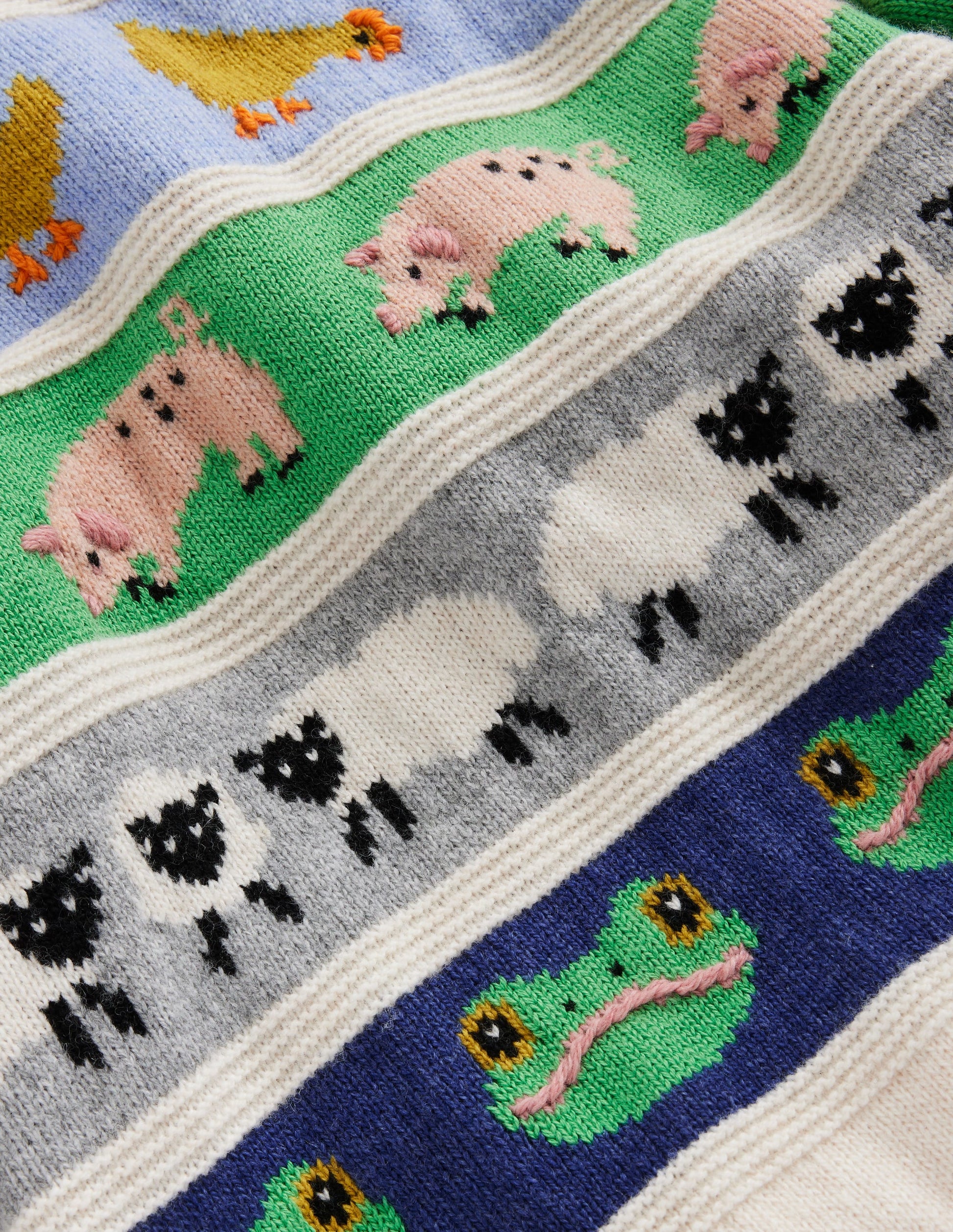 Pull motif jacquard intégral-Animaux de la ferme de Pâques-3