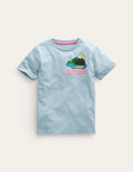 T-Shirt mit Druck auf Vorder- und Rückseite-Vergissmeinnicht-Blau