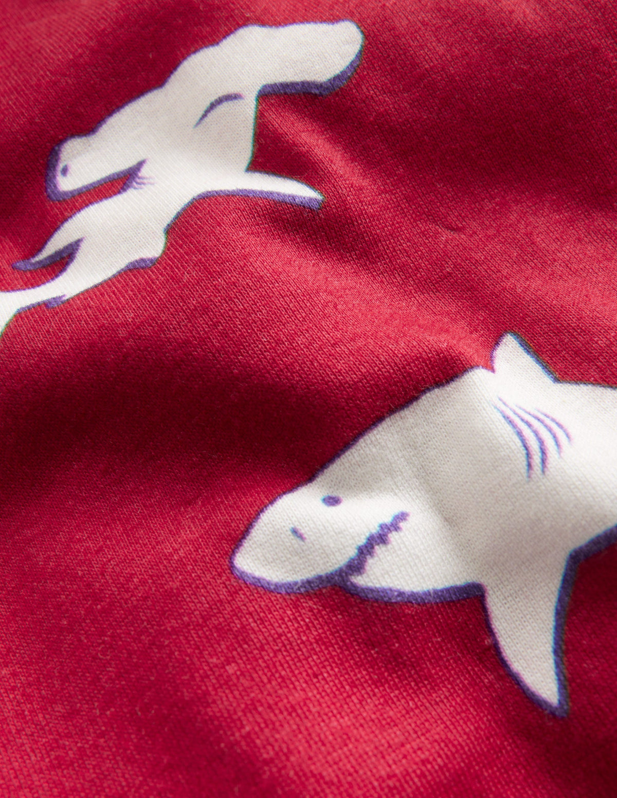Eng anliegender, leuchtender, kurzer Schlafanzug-Rot Haie-3