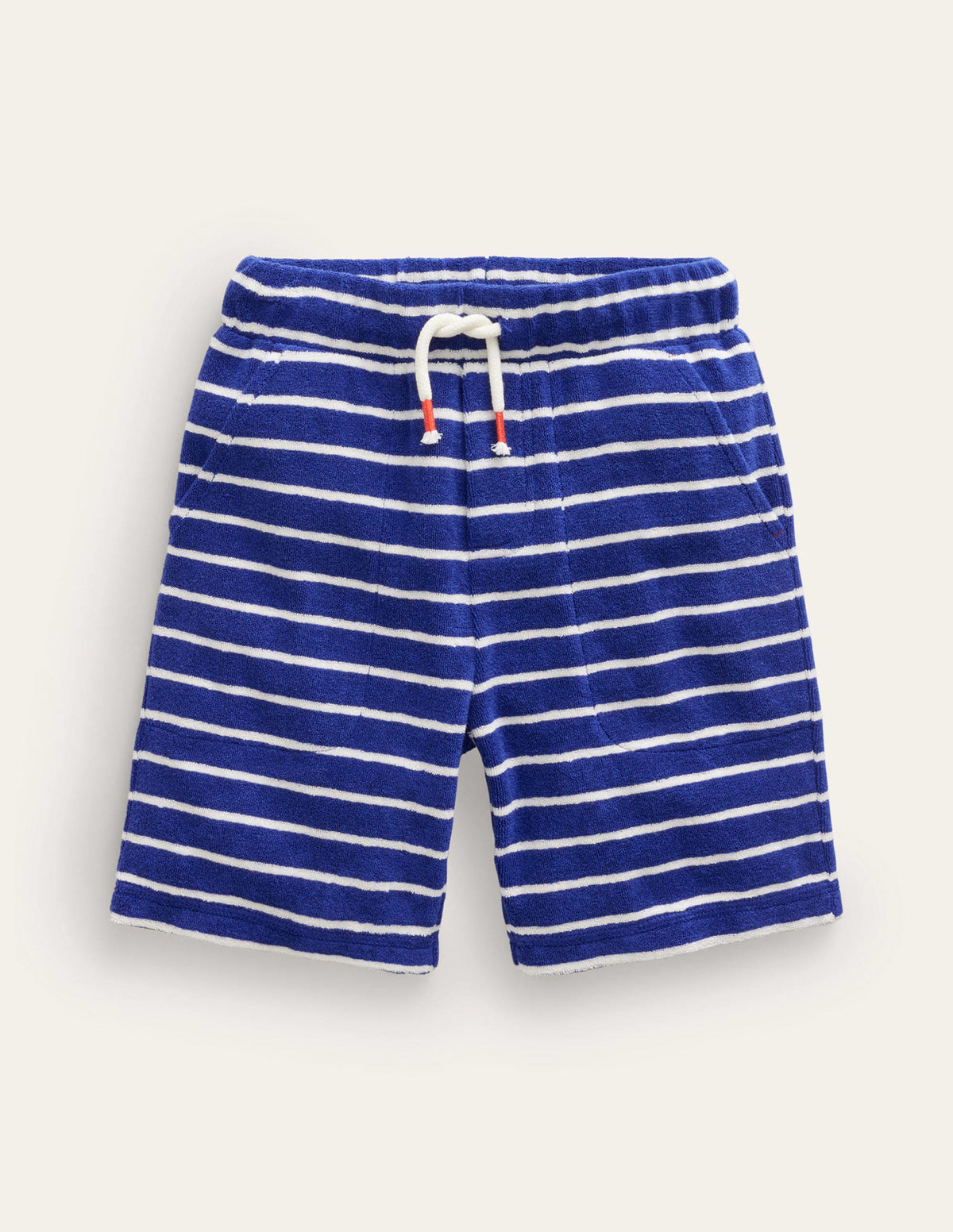 Frottee-Shorts-Saphirblau/Naturweiß Gestreift-1