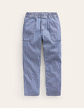 Pantalon à enfiler à rayures coutil-Rayé style coutil bleu médiéval