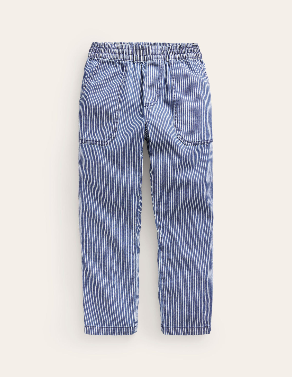 Pantalon à enfiler à rayures coutil-Rayé style coutil bleu médiéval-1