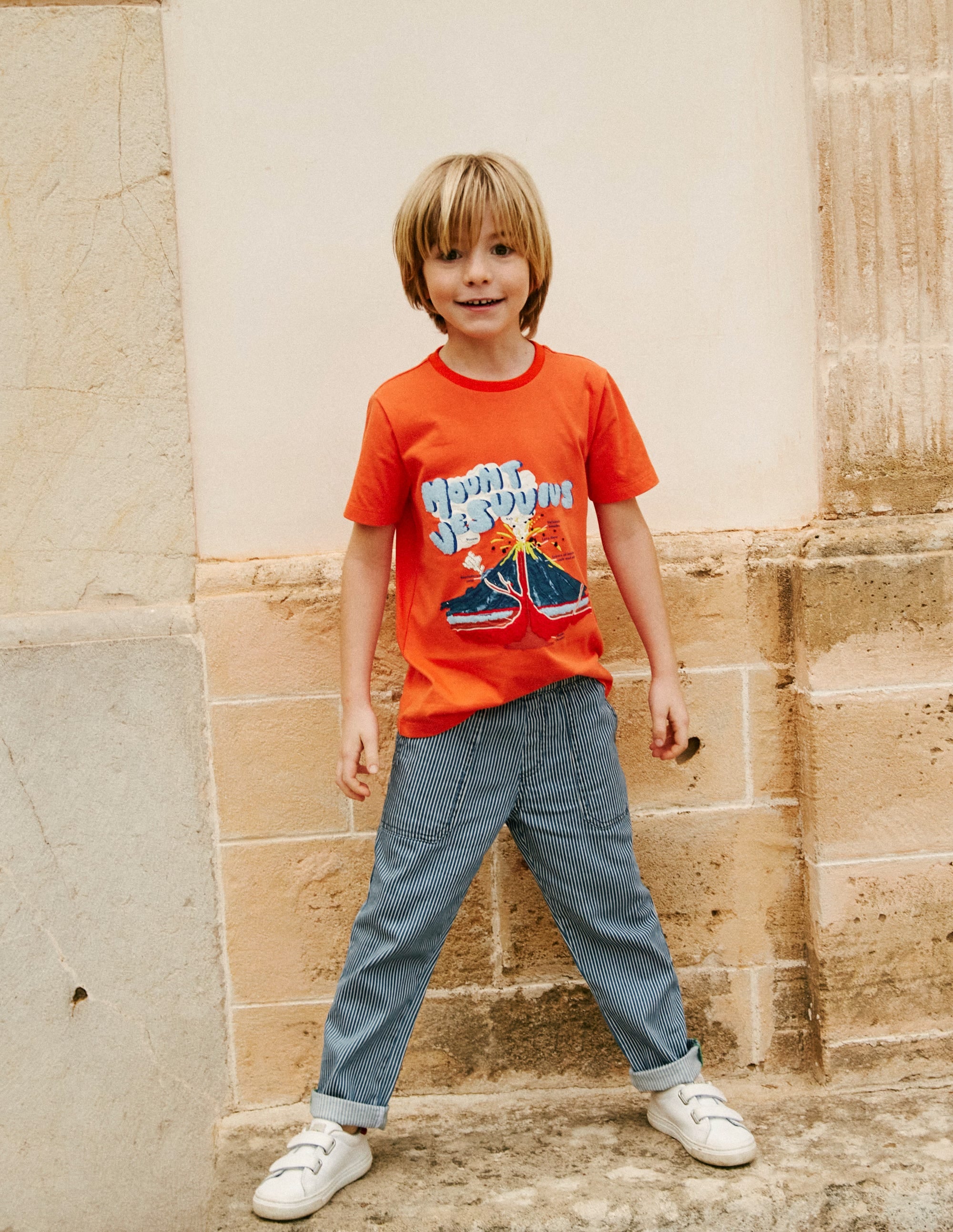 Pantalon à enfiler à rayures coutil-Rayé style coutil bleu médiéval - Image 4