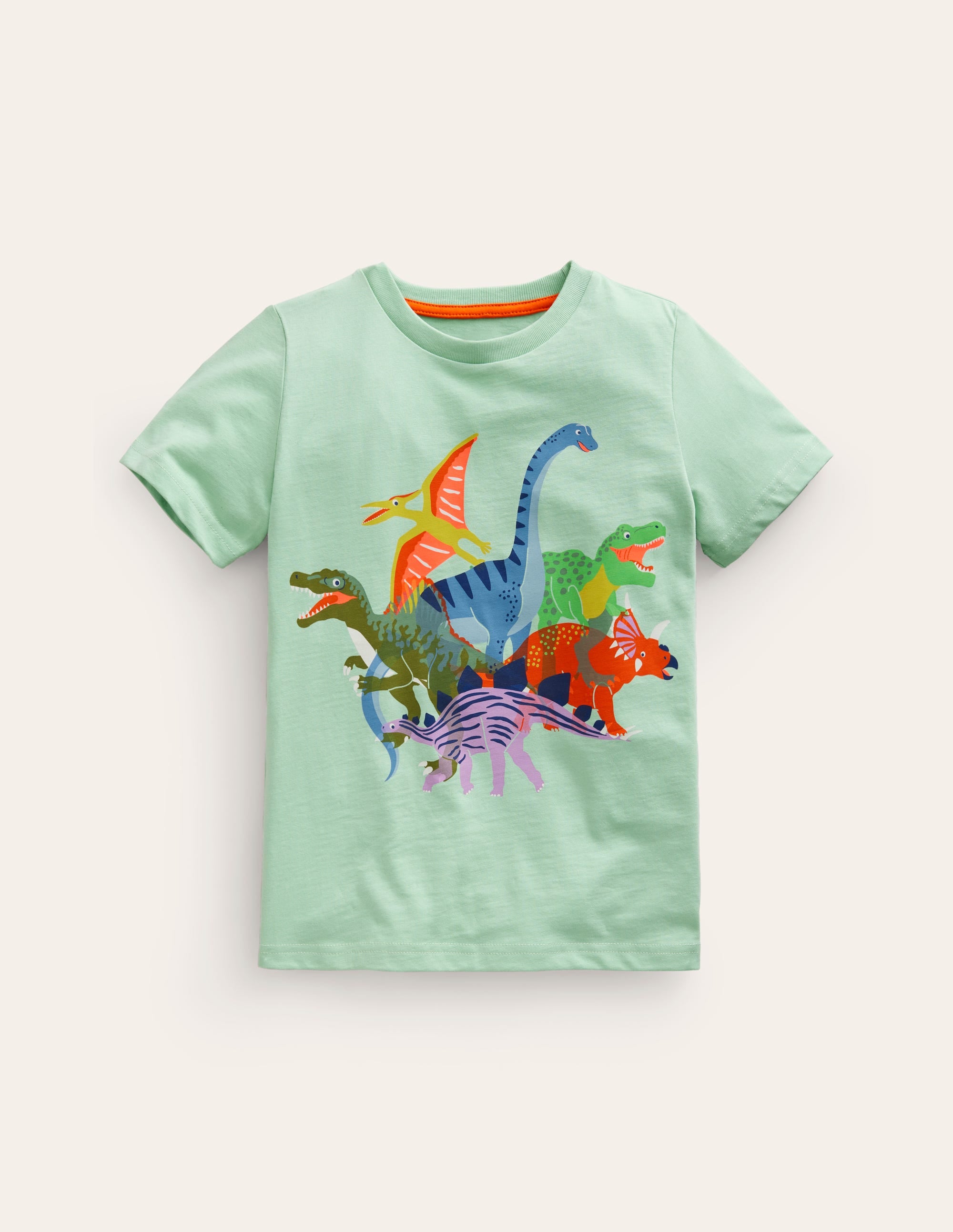 T-shirt Riso à imprimé-Dinosaures vert pistache - Image 1