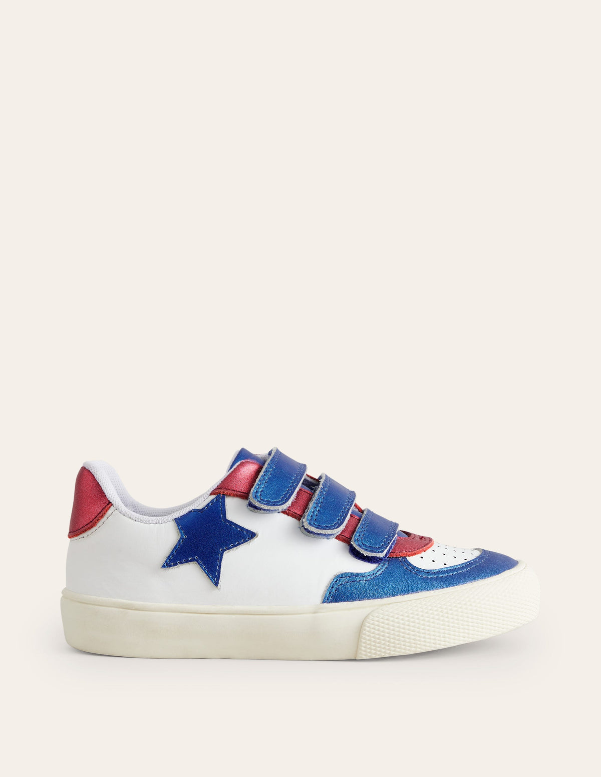 Niedrige Sneaker aus Metallic-Leder-Weiß Metallic Blockfarben - Image 1