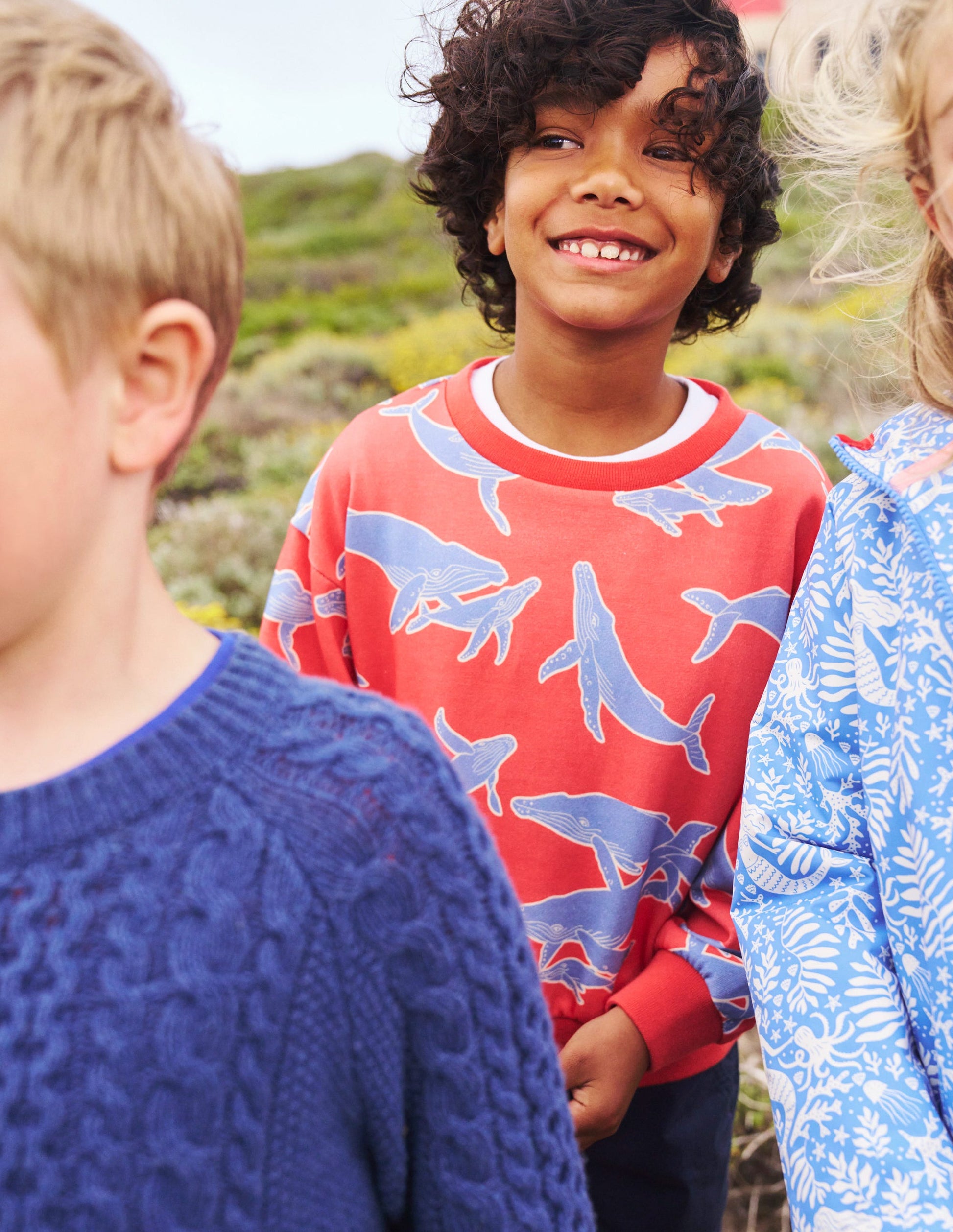 Bedrucktes Sweatshirt mit lockerer Passform-Marmeladenrot Wale-4