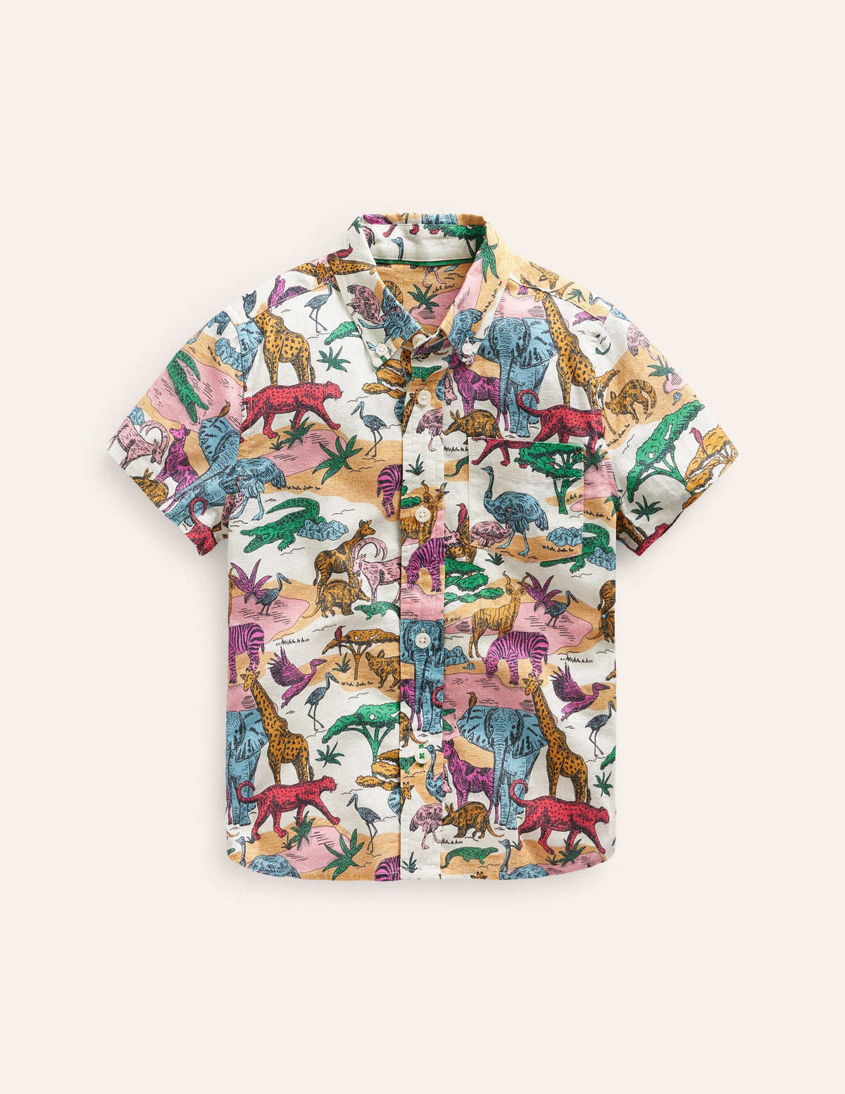 Chemise en coton et lin-Scène savane multi - Image 1