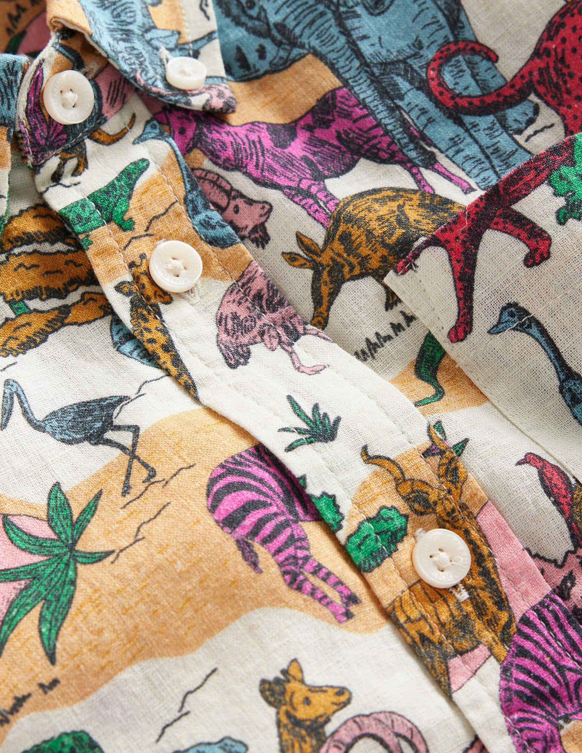 Chemise en coton et lin-Scène savane multi-3