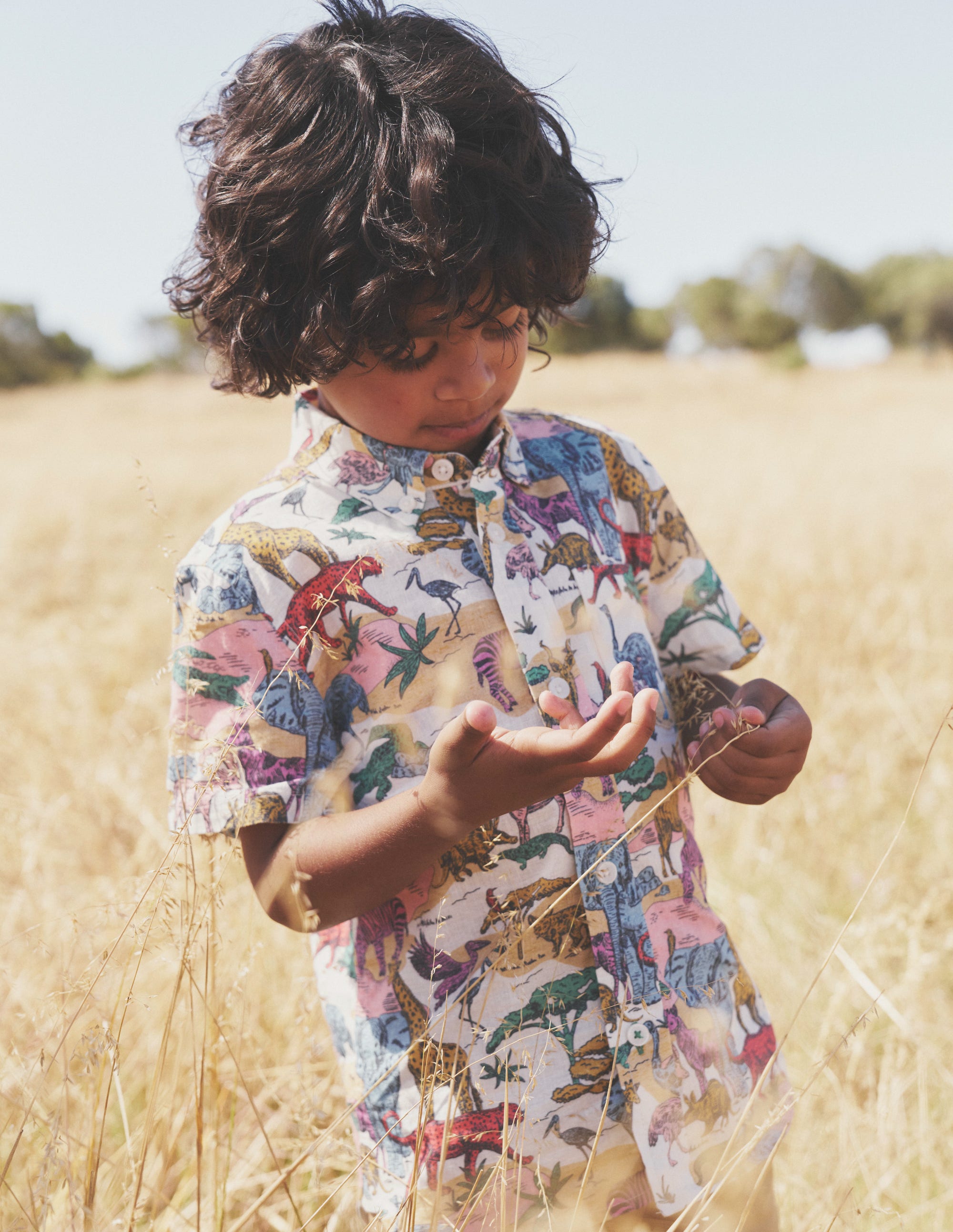 Chemise en coton et lin-Scène savane multi - Image 4