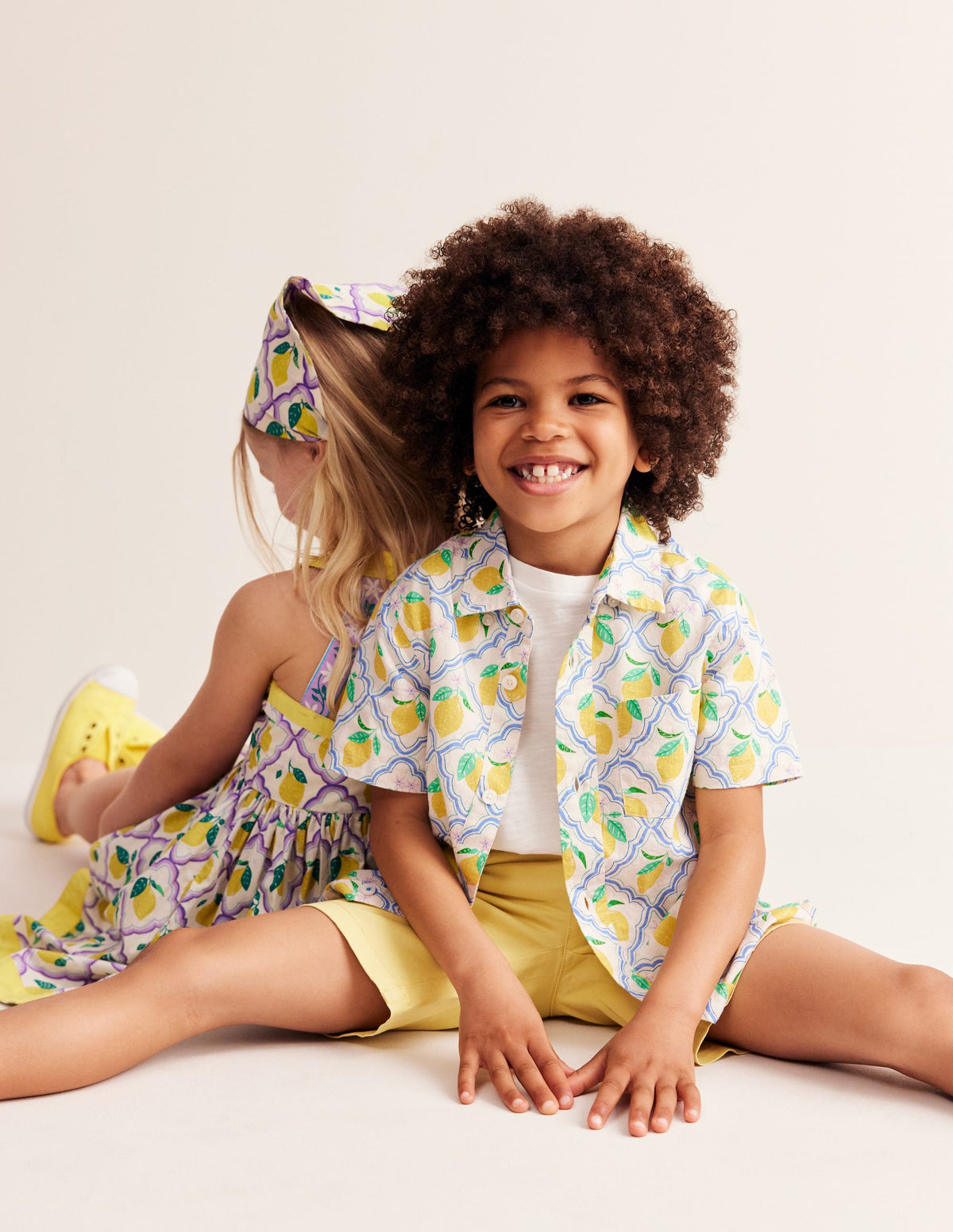 Chemise en coton et lin-Citronneraie jaune - Image 1
