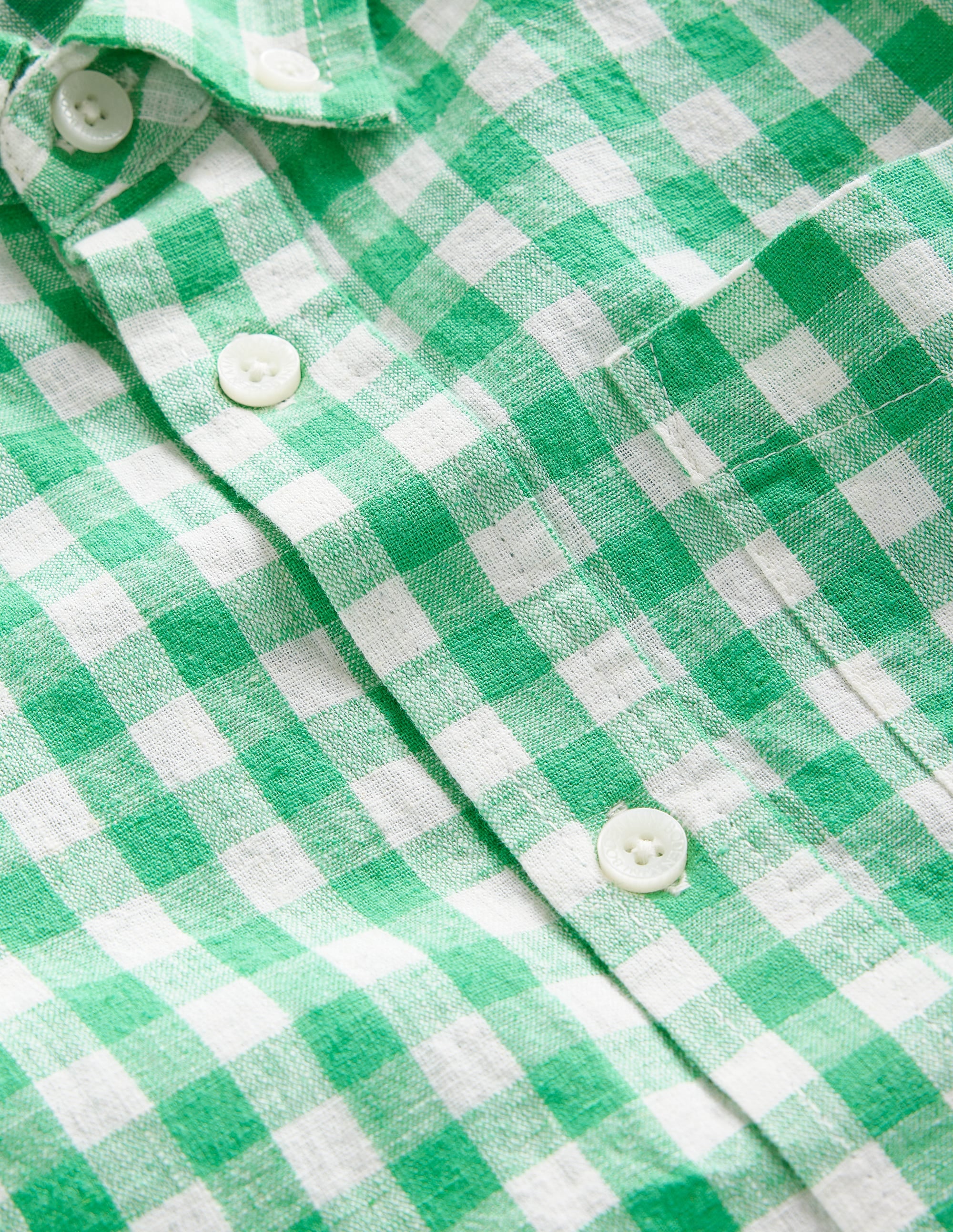 Hemd aus Baumwollleinen-Erbsengrün Vichykaro - Image 4