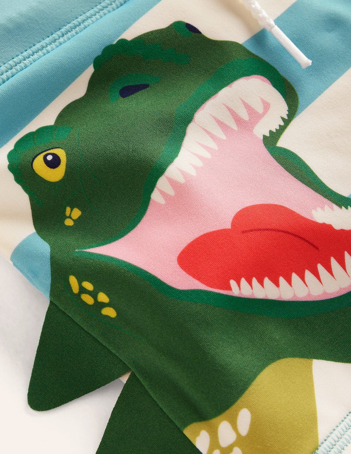 Swim Trunks-Aqua Sea/ Ivory Stripe Dino-3