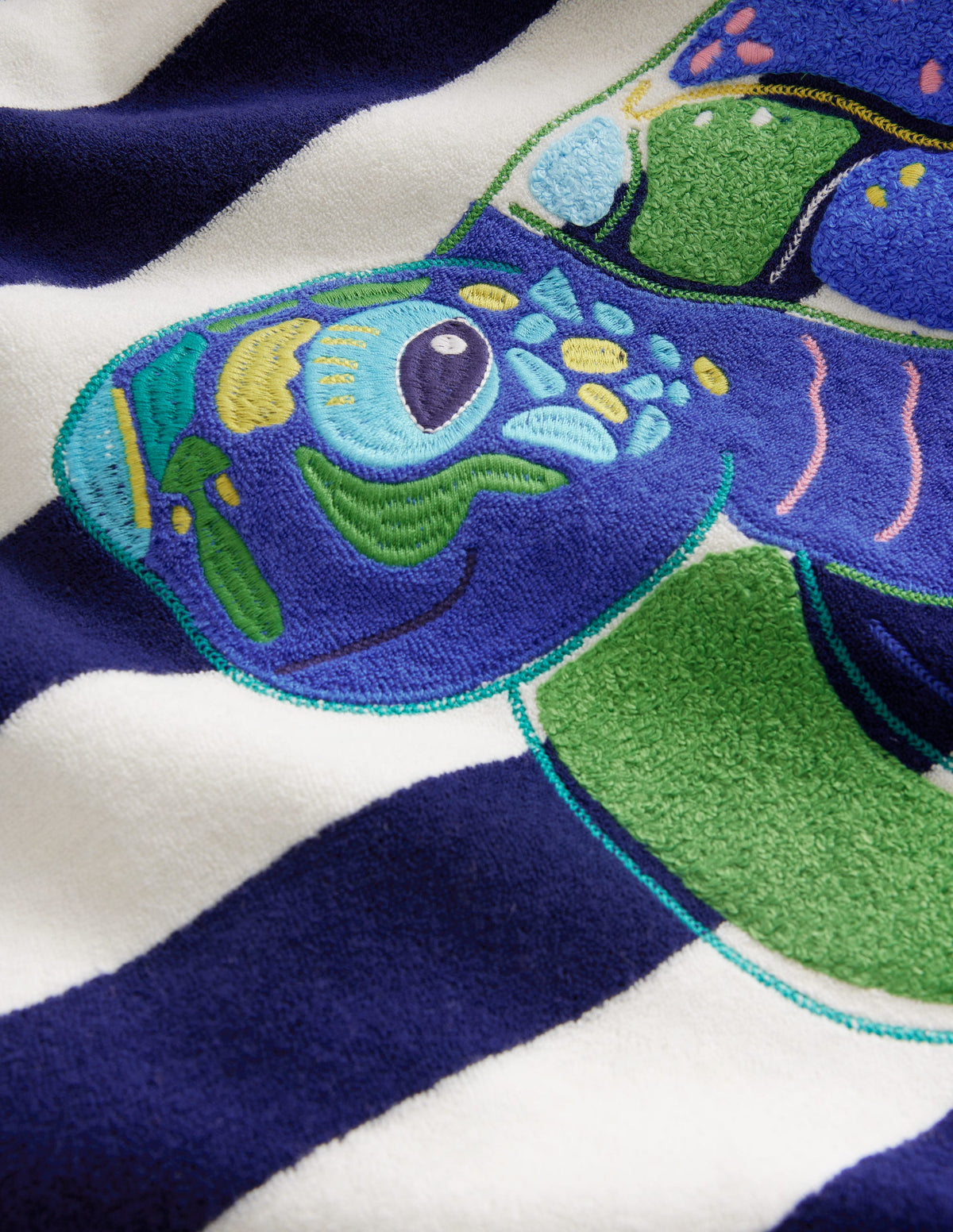 Appliqué Towelling Throw-on-College Navy/Ivory Turtle-3