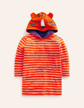Frottee-Badeponcho mit Applikation-Mandarinenorange/ Naturweiß Streifen