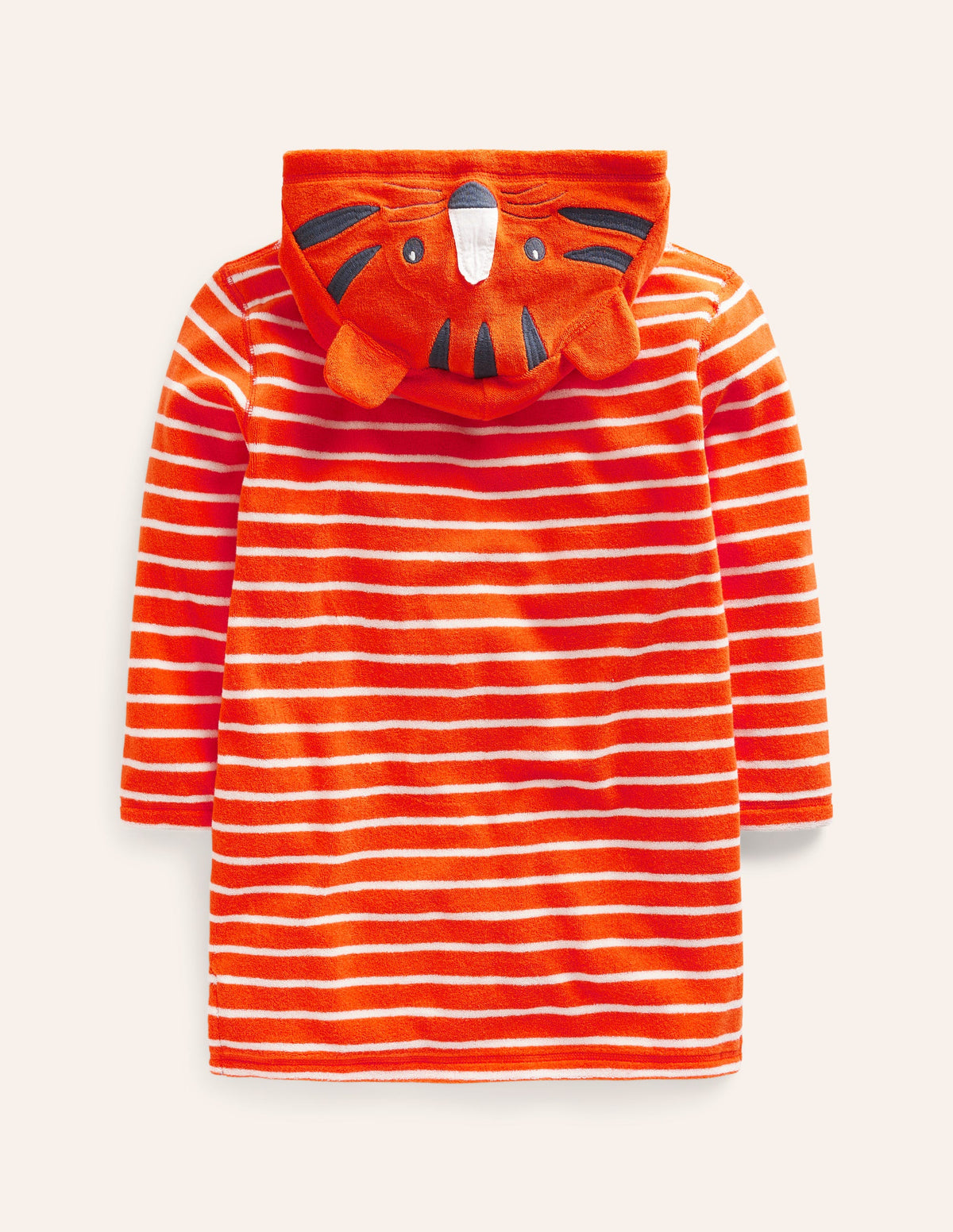 Frottee-Badeponcho mit Applikation-Mandarinenorange/ Naturweiß Streifen - Image 2