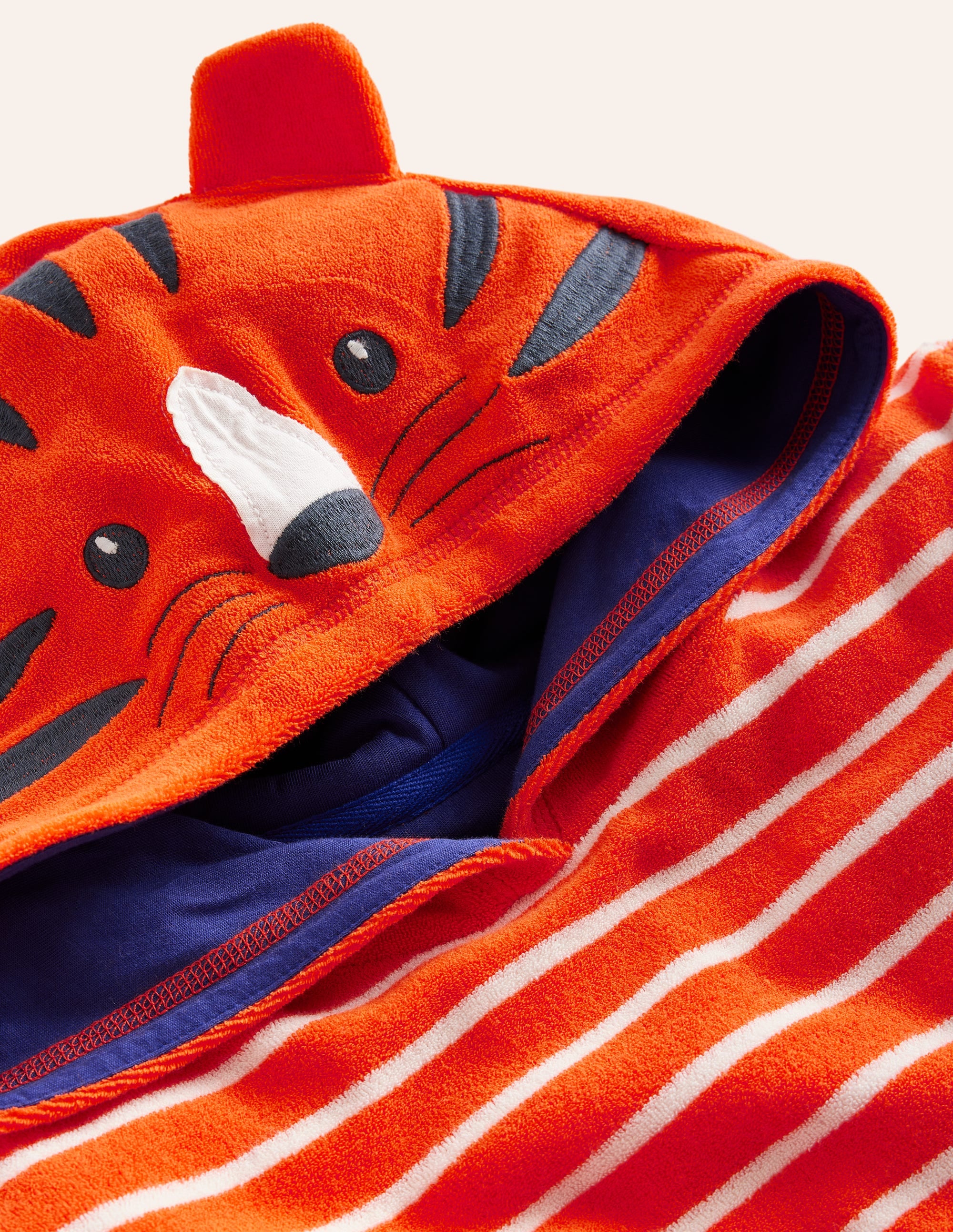 Frottee-Badeponcho mit Applikation-Mandarinenorange/ Naturweiß Streifen - Image 3