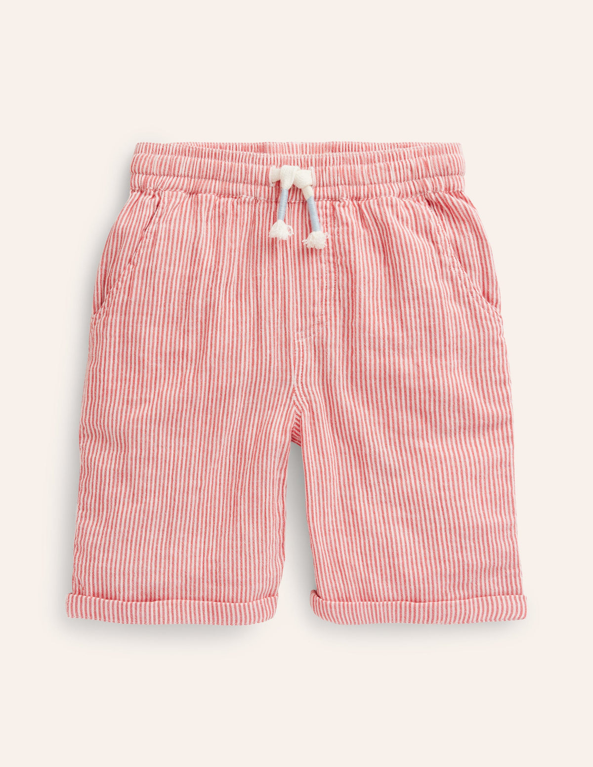 Leichte Freizeit-Shorts-Marmeladenrot / Naturweiß Streifen - Image 1