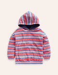 Frottee-Hoodie-Marmeladenrot/ Cabana-Blau Streifen