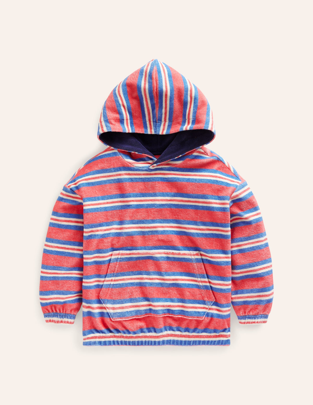 Frottee-Hoodie-Marmeladenrot/ Cabana-Blau Streifen - Image 1
