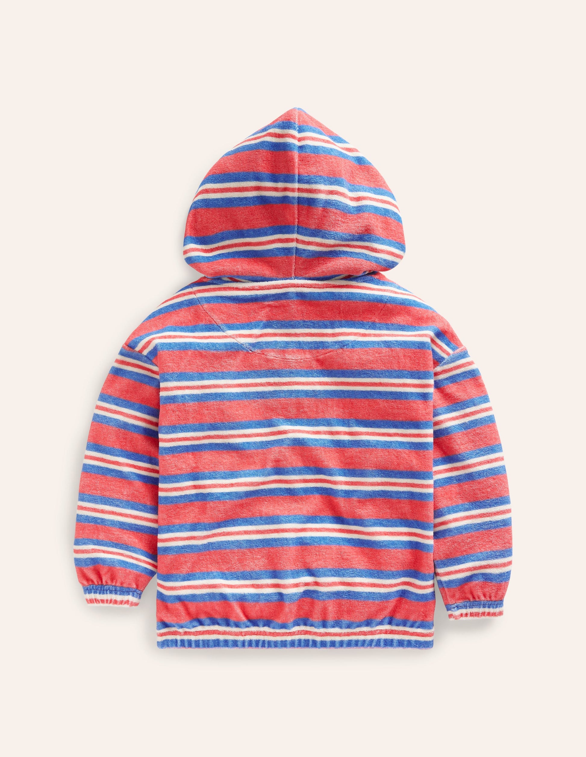 Frottee-Hoodie-Marmeladenrot/ Cabana-Blau Streifen-2