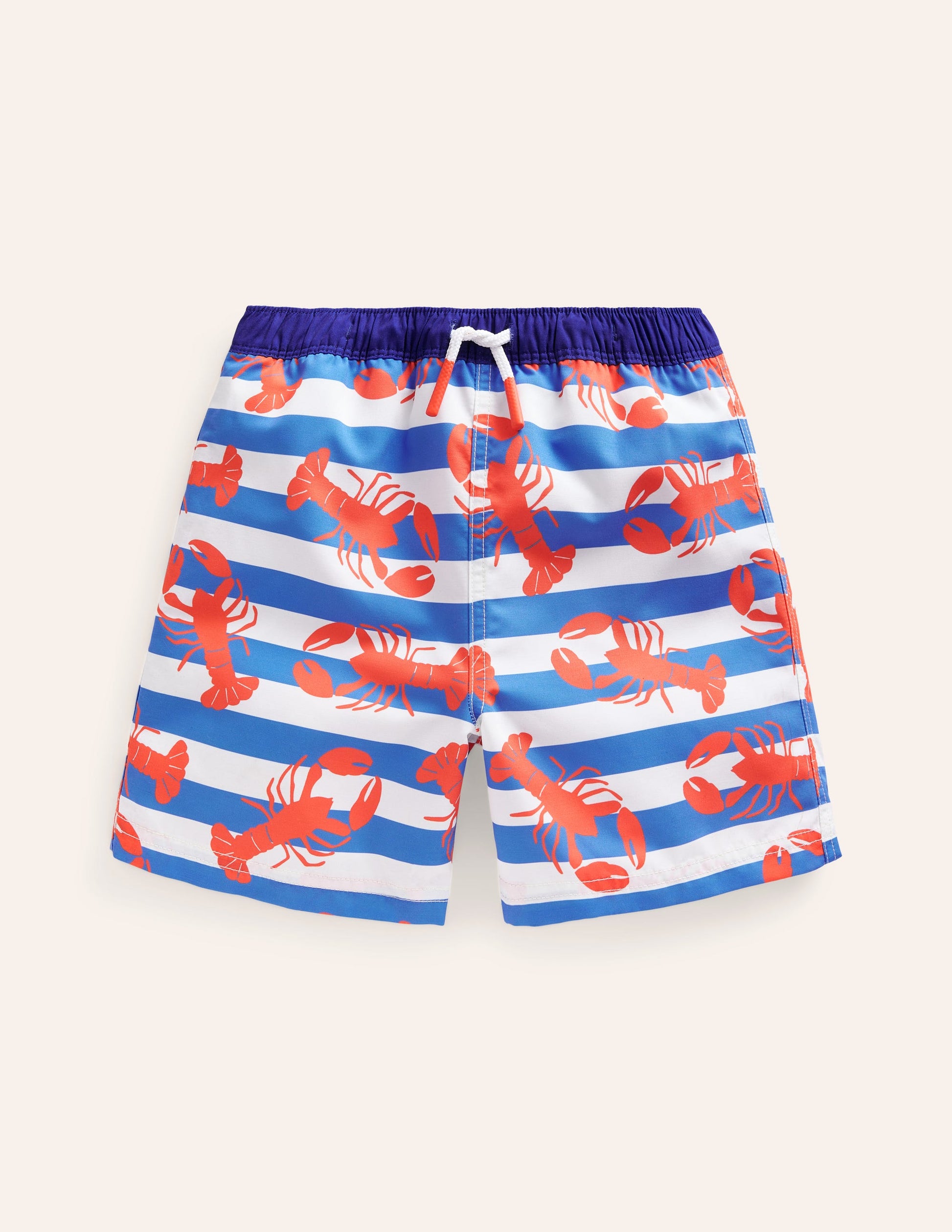 Short de bain-Rayé homard rouge confiture-2