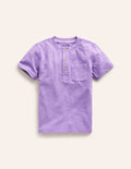 Henley T-Shirt aus gewaschener Baumwolle-Sanftes Lavendel