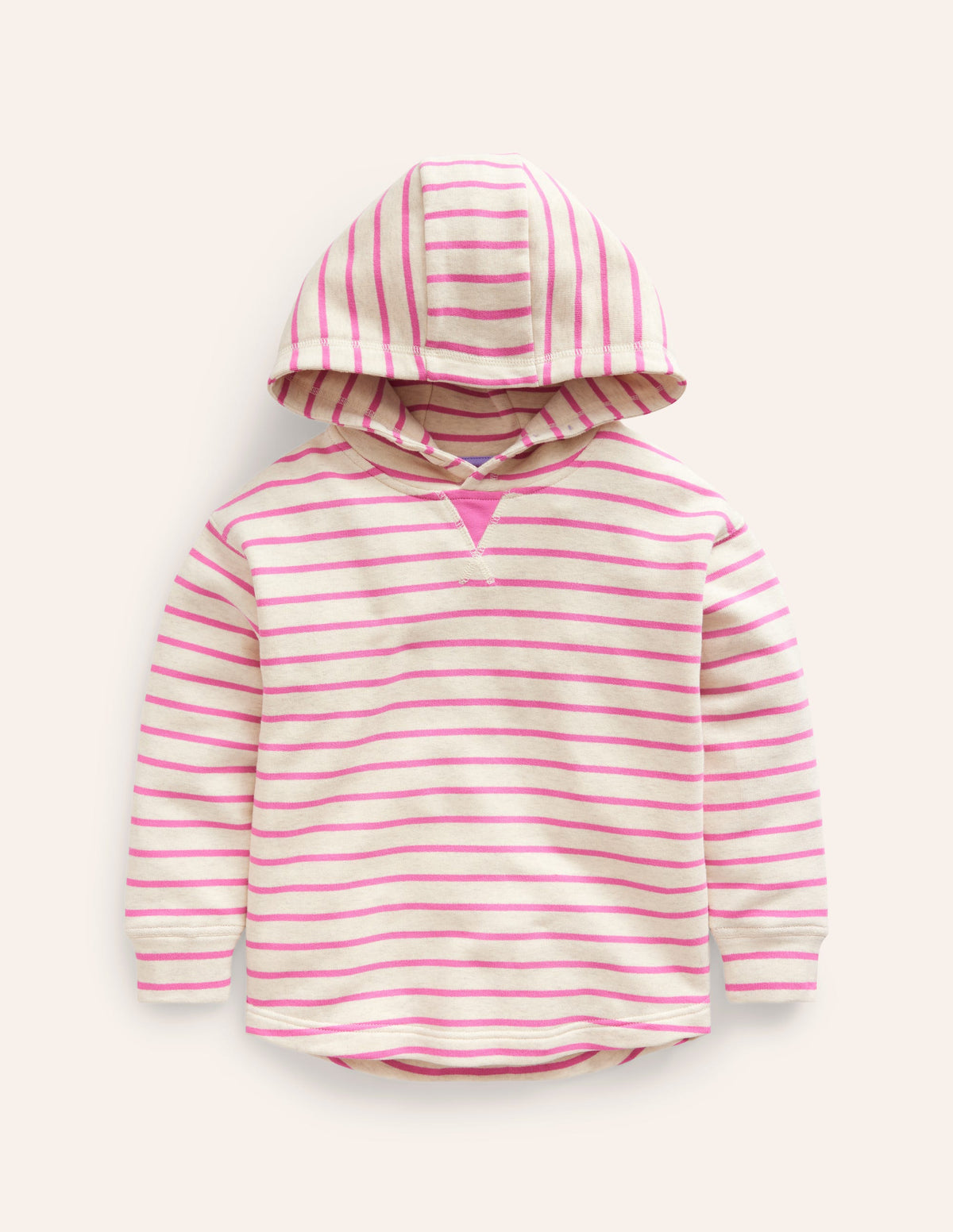Lockerer Kapuzenpullover-Haferbeige Meliert/Pink - Image 1