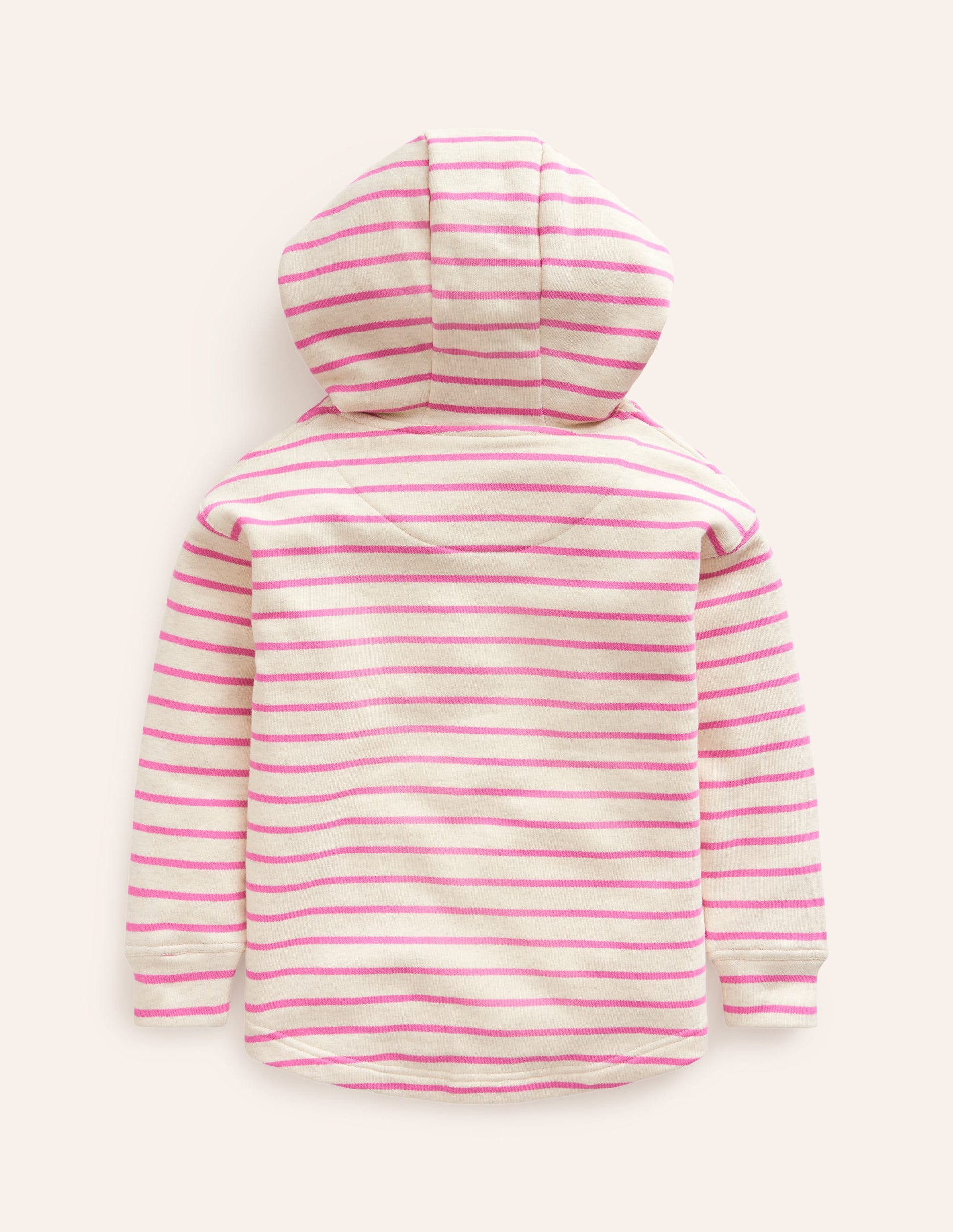 Lockerer Kapuzenpullover-Haferbeige Meliert/Pink-2