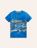Glow and Foil T-shirt-Greek Blue Fish