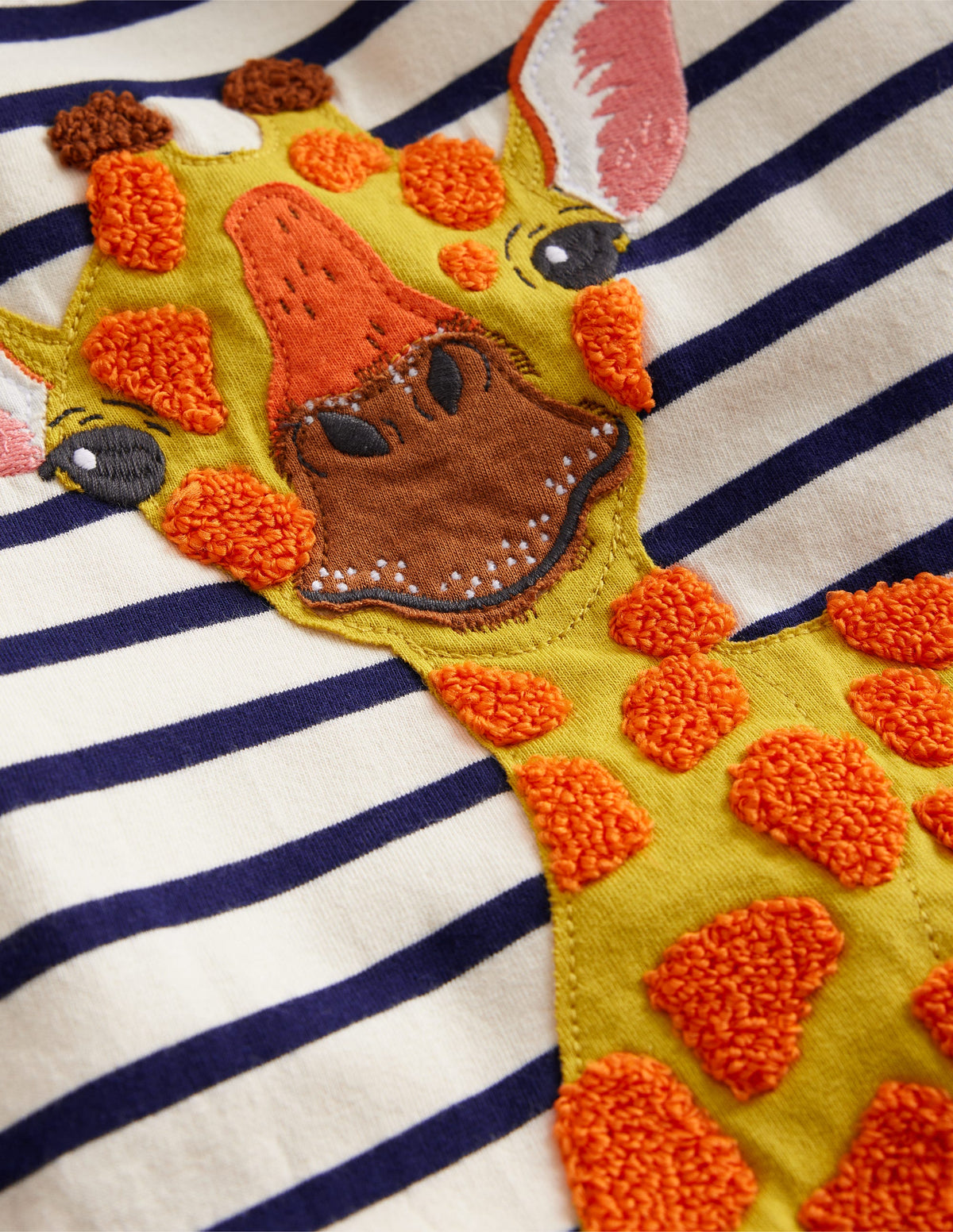 T-Shirt mit großer Logo-Applikation-Schuluniform-Marineblau/Naturweiß Giraffe-3