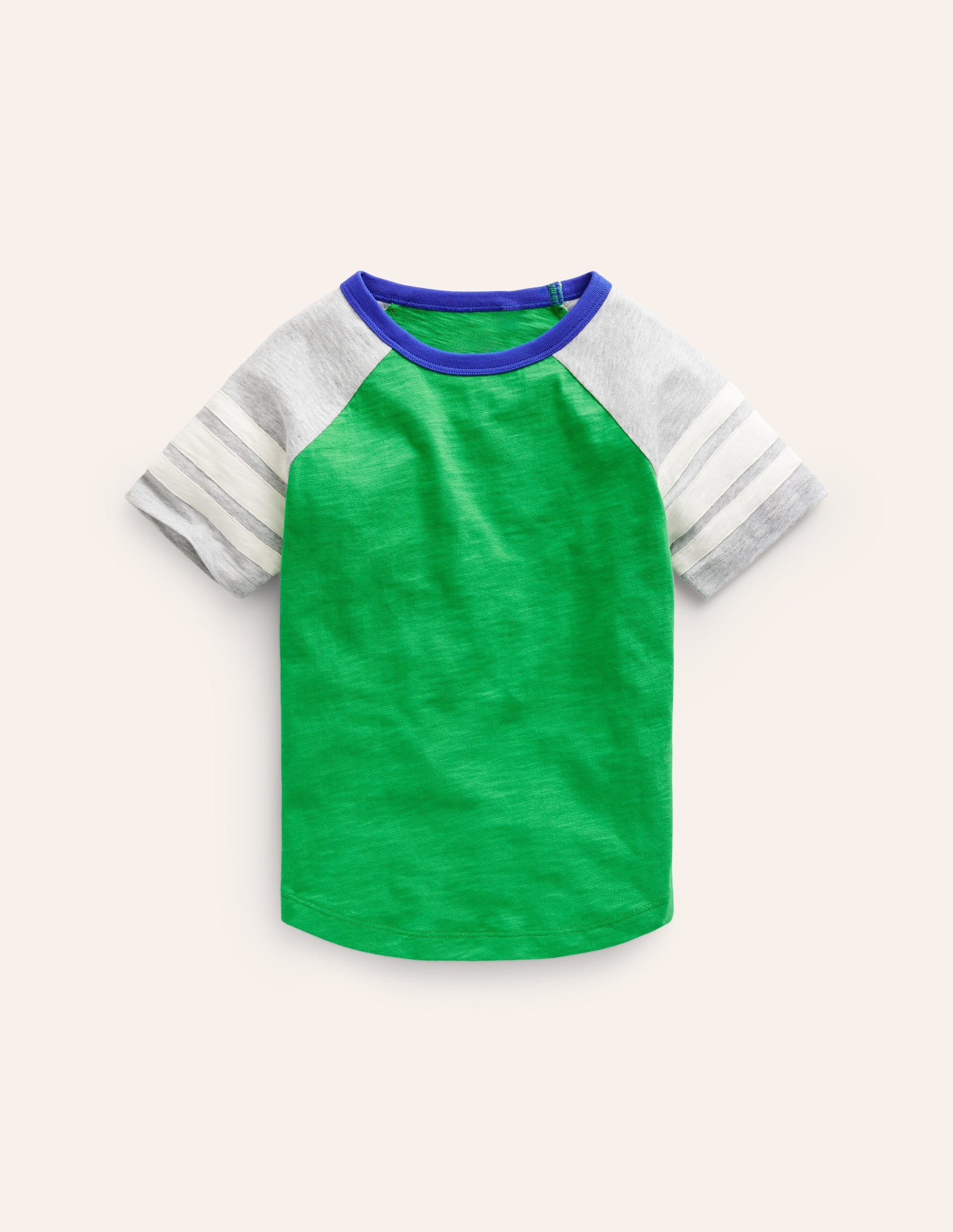 Kurzärmliges T-Shirt mit Raglan-Ärmeln-Erbsengrün/Grau meliert/Kaliko-1