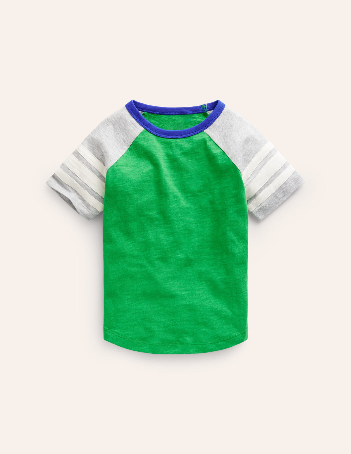 Kurzärmliges T-Shirt mit Raglan-Ärmeln-Erbsengrün/Grau meliert/Kaliko - Image 1