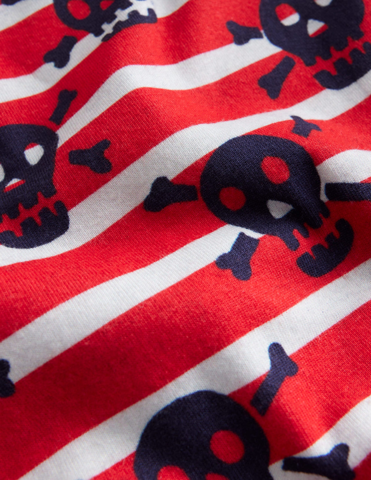 Snug Short John Pyjamas-Salsa Red Skull Stripe - Image 3