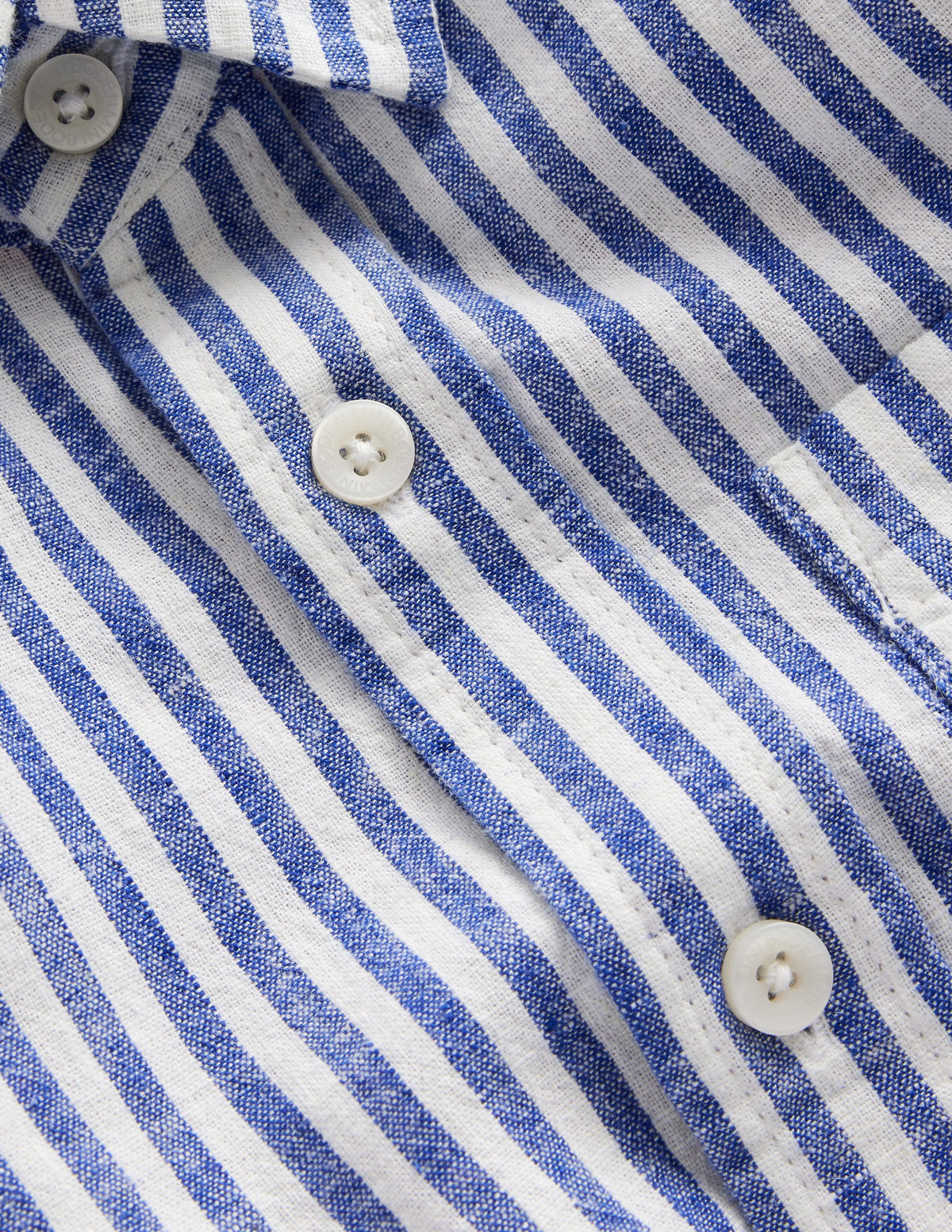 Langärmliges Hemd aus Baumwollleinen-Schuluniform-Marineblau / Naturweiß gestreift - Image 3