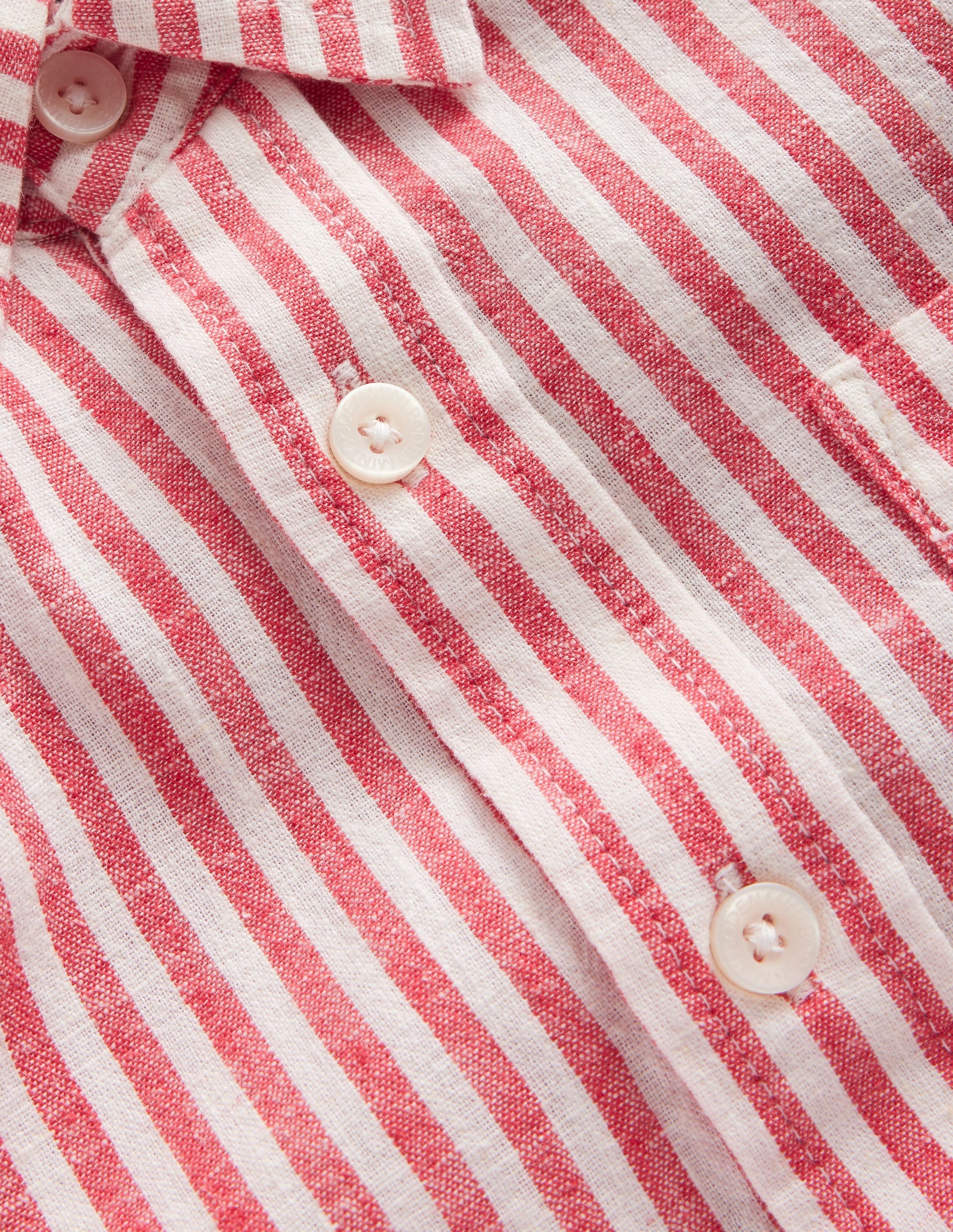 Long Sleeve Cotton Linen Shirt-Jam Red / Ivory Stripe-3