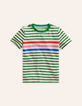 Rainbow Stripe Slub T-shirt-Highland Green Multi Stripe