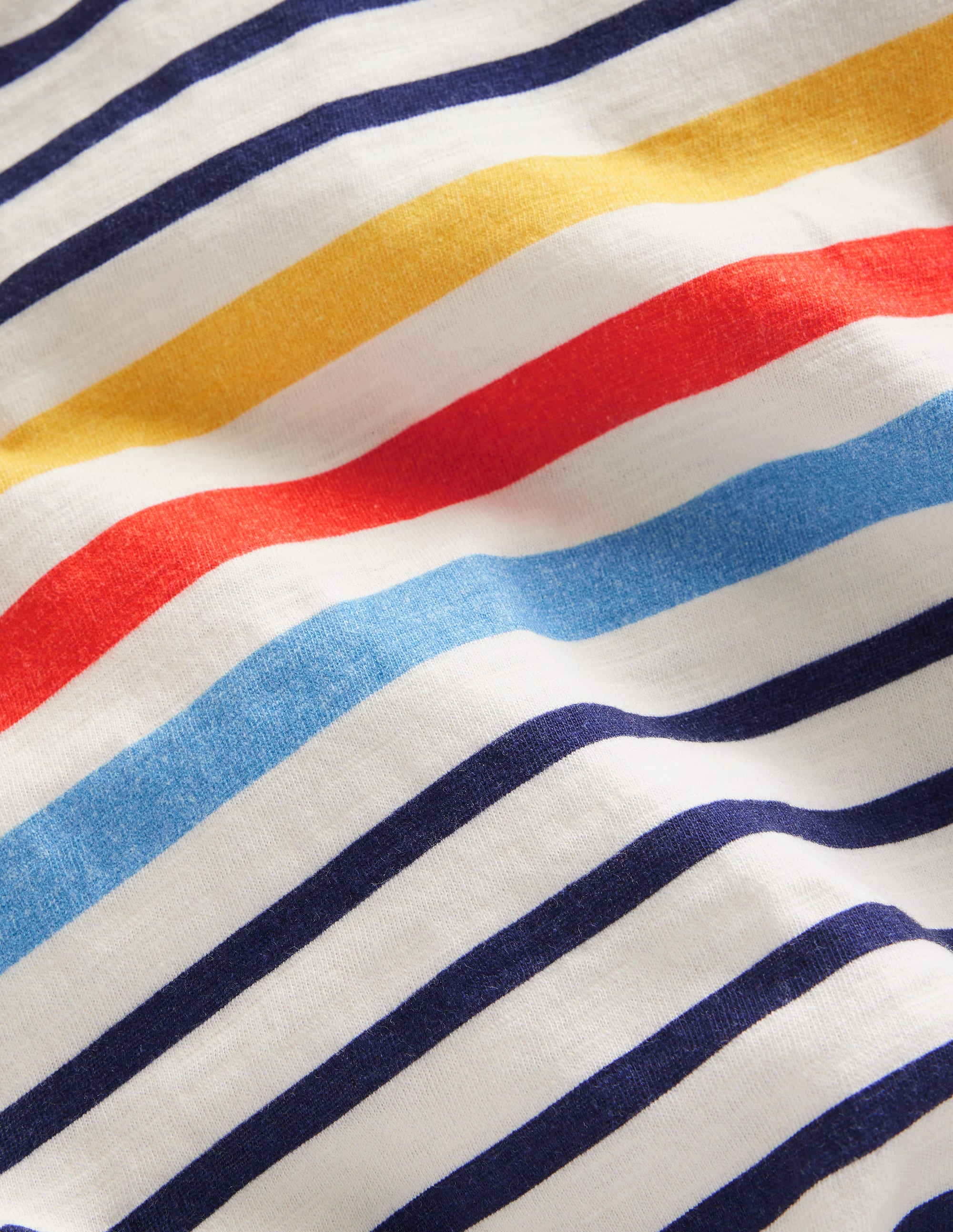 Rainbow Stripe Slub T-shirt-College Navy Multi Stripe - Image 3