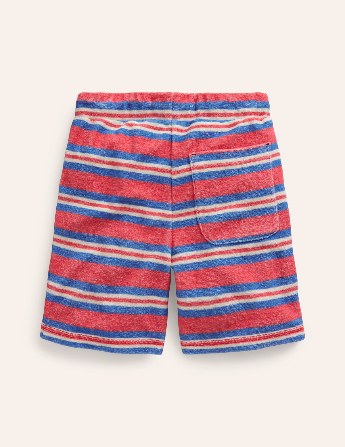 Towelling Sweat Shorts-Jam Red/ Cabana Blue Stripe - Image 2