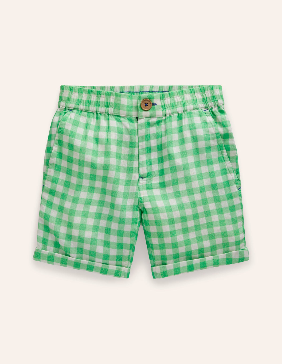 Schicke Shorts mit Umschlag-Erbsengrün Vichykaro - Image 3