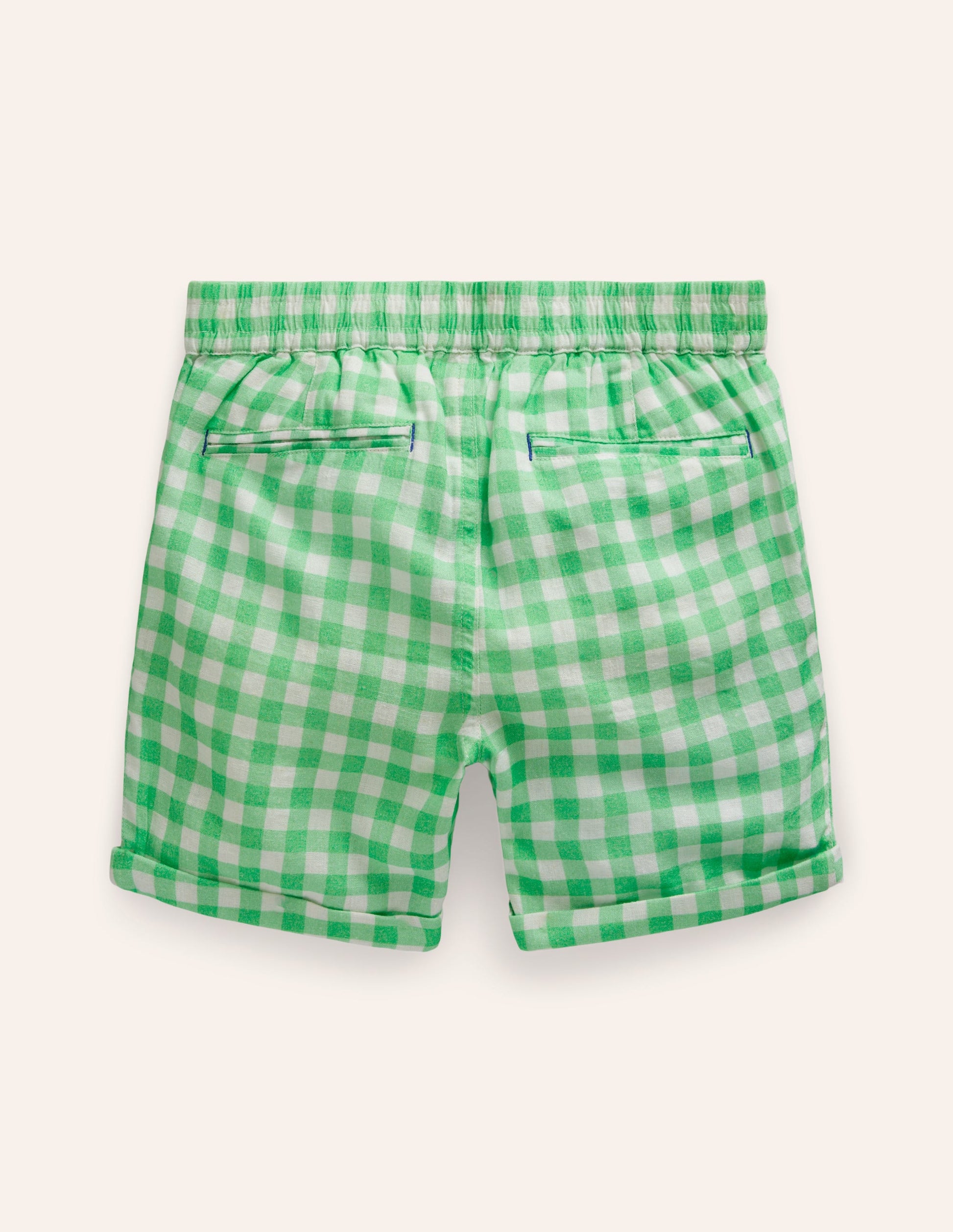 Schicke Shorts mit Umschlag-Erbsengrün Vichykaro-4
