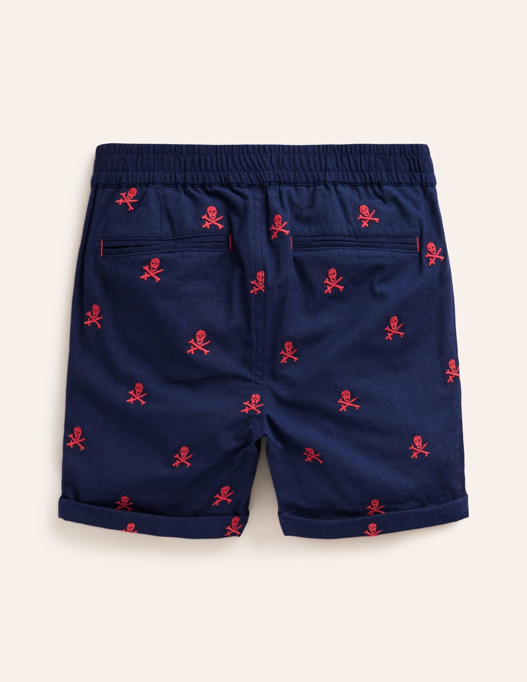 Schicke Shorts mit Umschlag-Schuluniform-Marineblau Totenkopf-Stickerei - Image 2