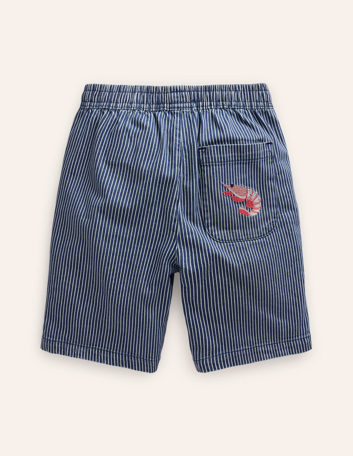Shorts mit Superstitch-Blau / Beige Drillich Streifen - Image 2