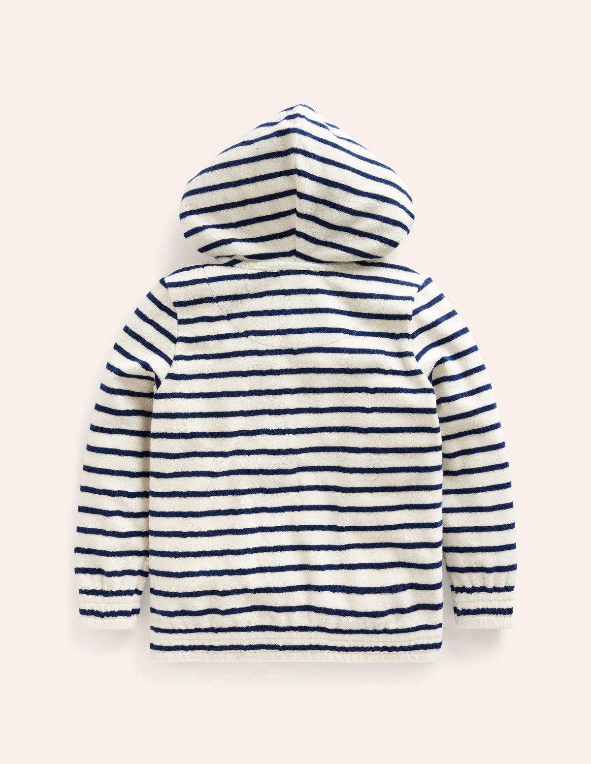 Frottee-Kapuzenjacke-Naturweiß/ Griechisches Blau Streifen Hai-2