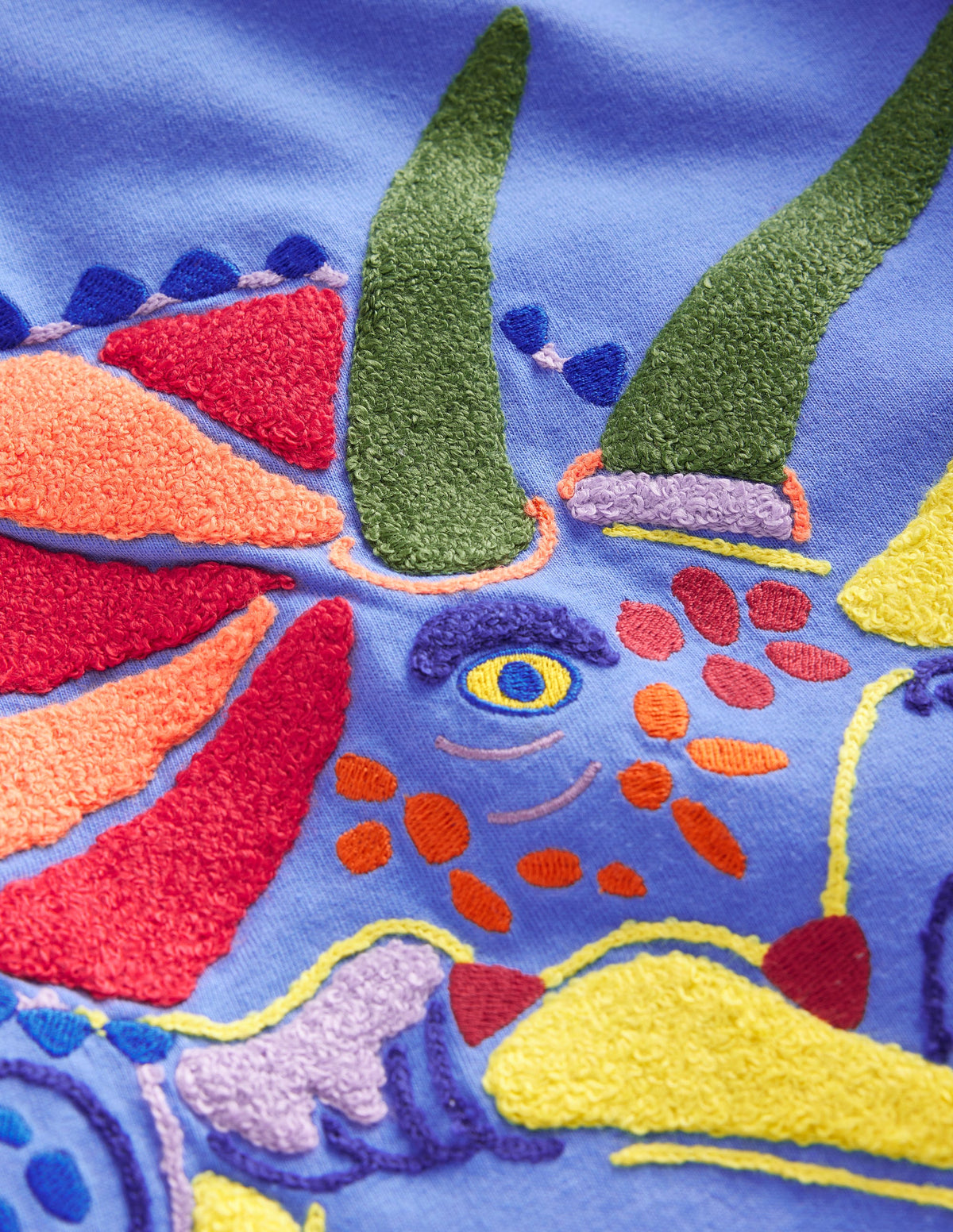 T-shirt à motif animal en point de chaînette-Dinosaure bleu écume-3